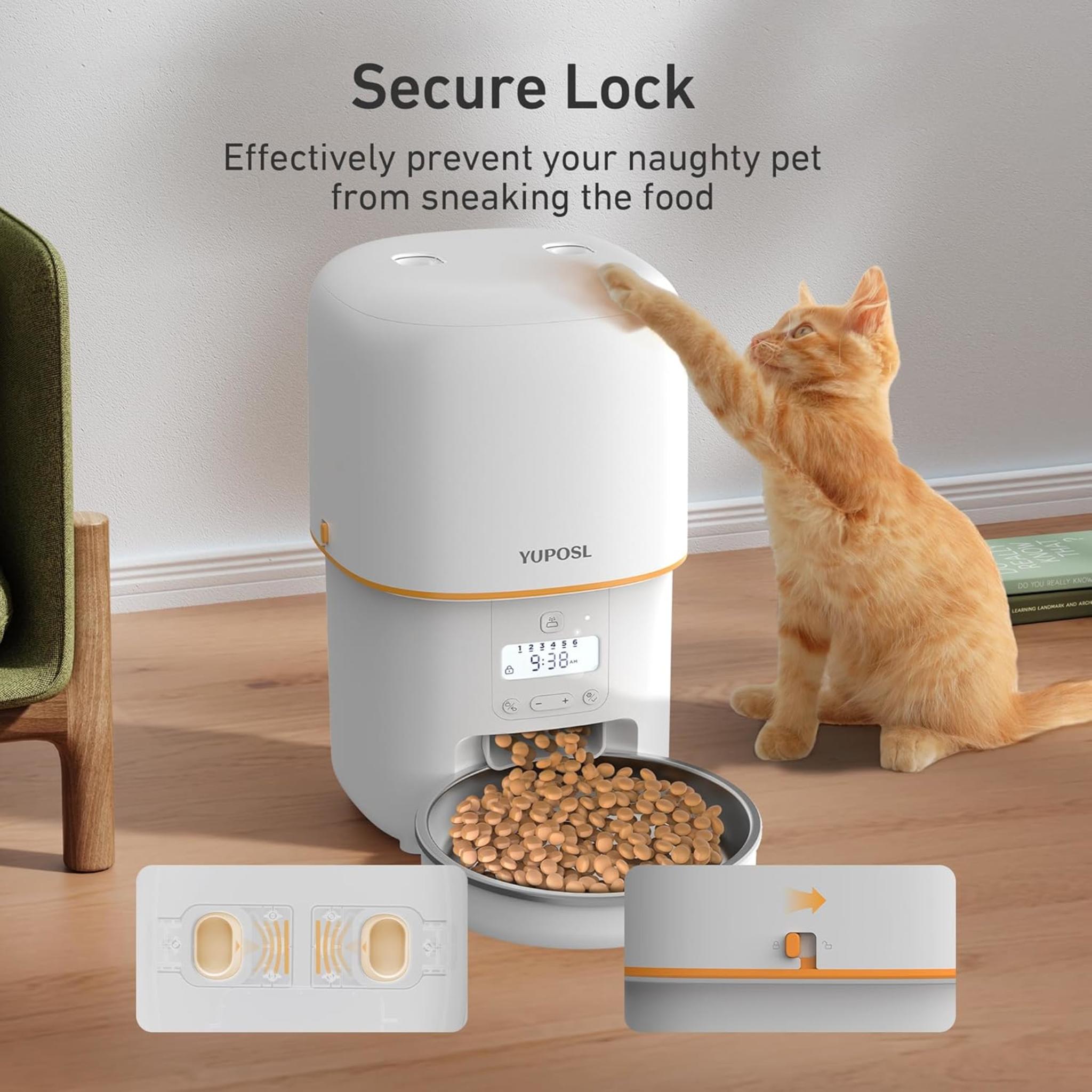 3L Automatic Cat Feeder with Anti-Jam Design and Stainless Steel Bowl