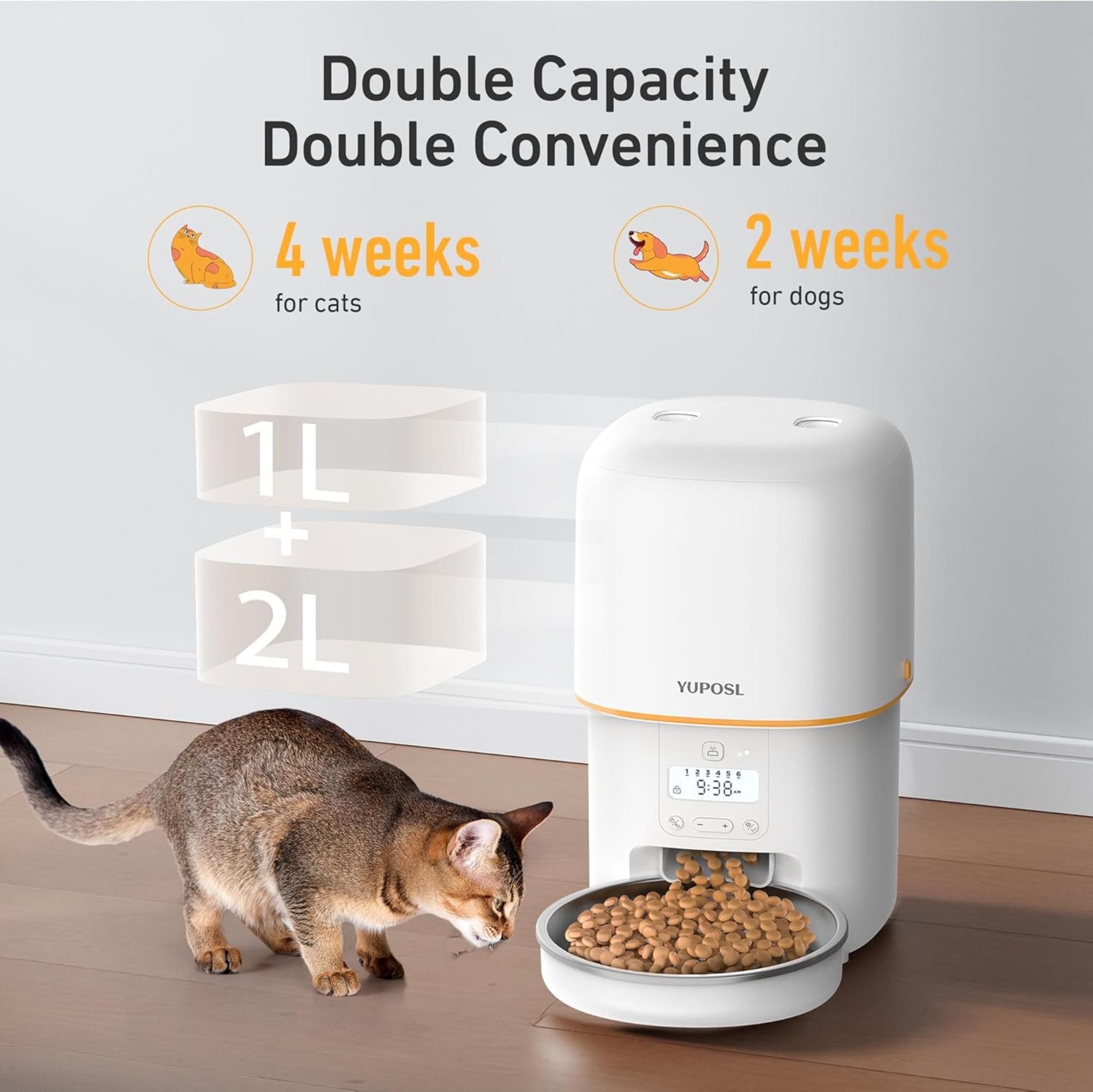 3L Automatic Cat Feeder with Anti-Jam Design and Stainless Steel Bowl