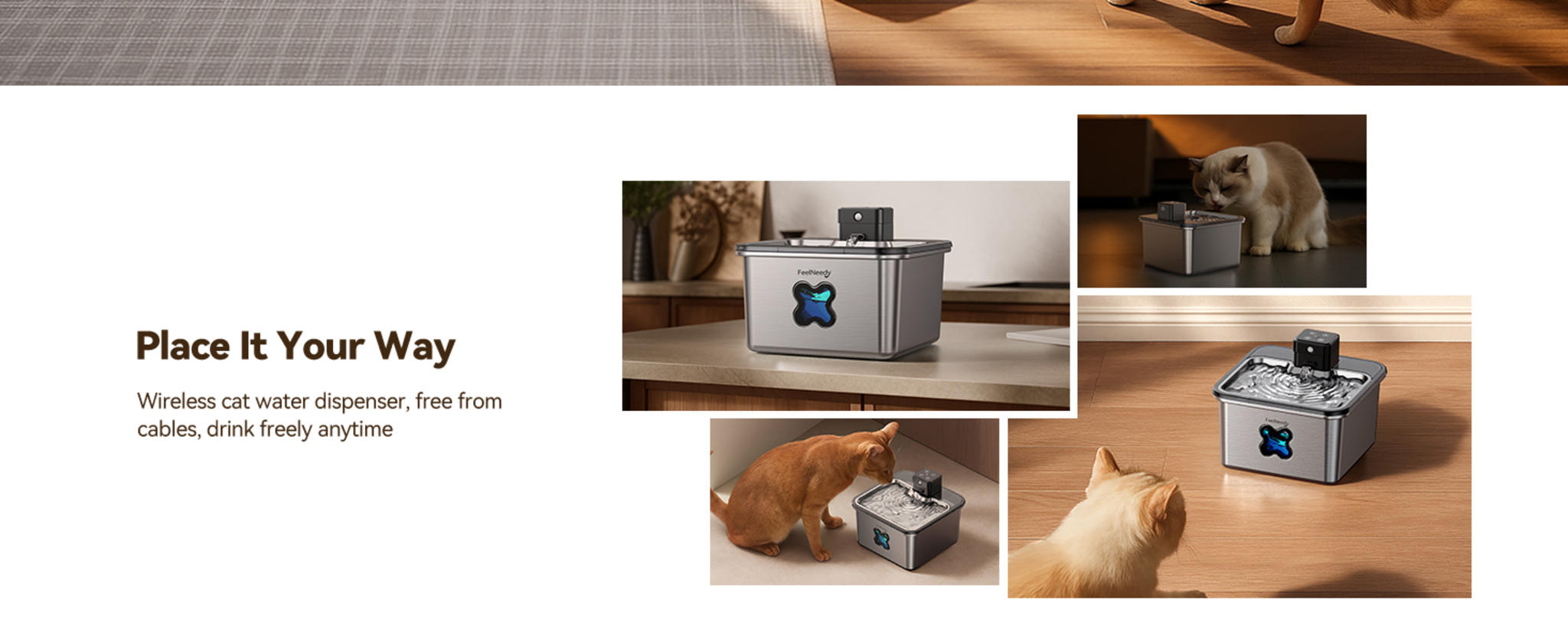 Cordless Stainless Steel Pet Water Fountain with Visual Filter & 4000mAh Battery image 11