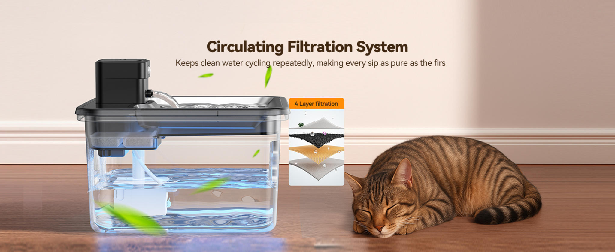 Cordless Stainless Steel Pet Water Fountain with Visual Filter & 4000mAh Battery image 14