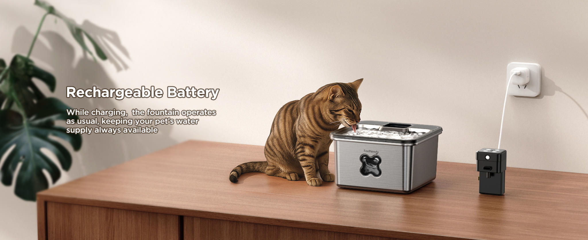 Cordless Stainless Steel Pet Water Fountain with Visual Filter & 4000mAh Battery image 15
