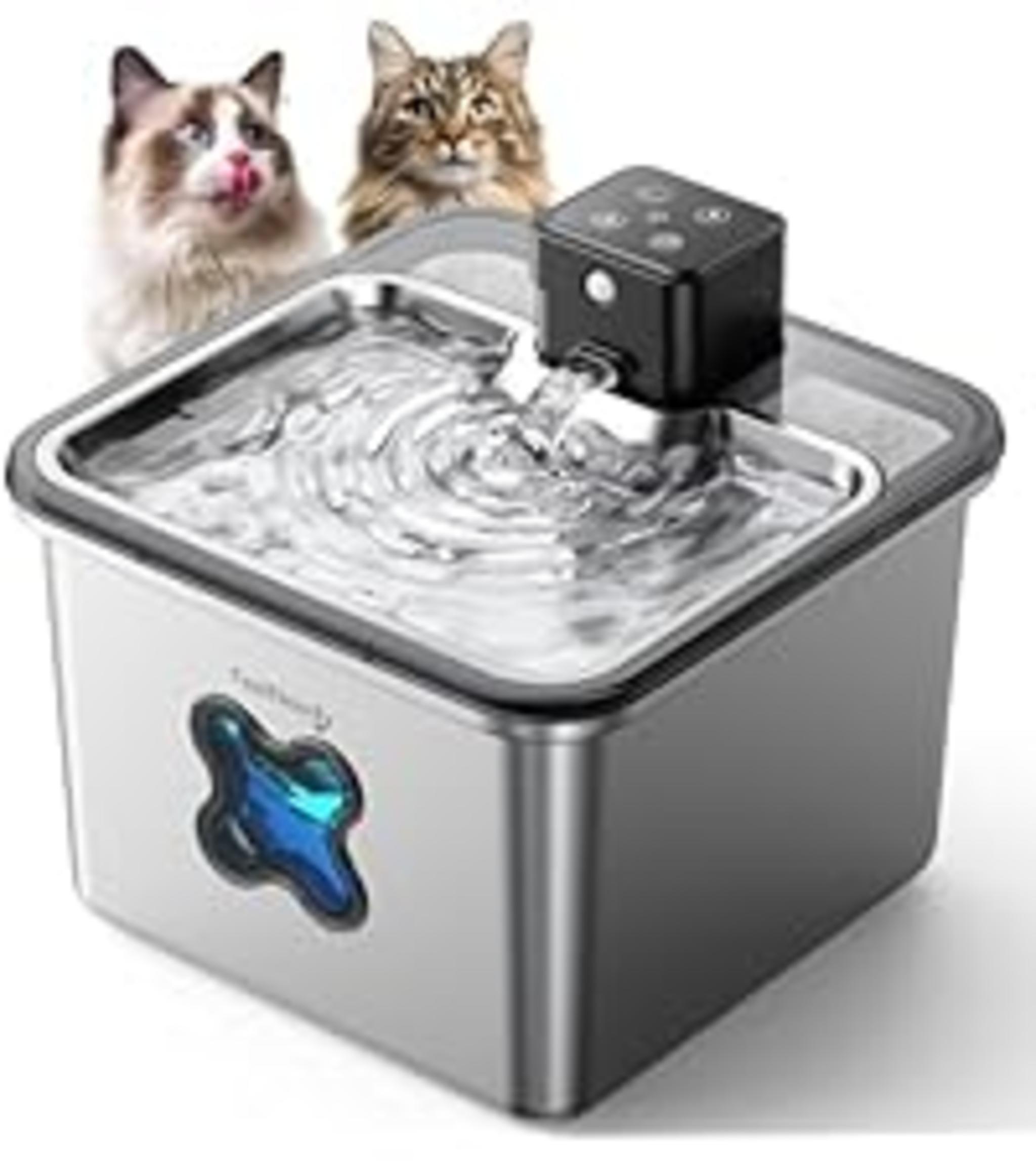 Cordless Stainless Steel Pet Water Fountain with Visual Filter & 4000mAh Battery image 22