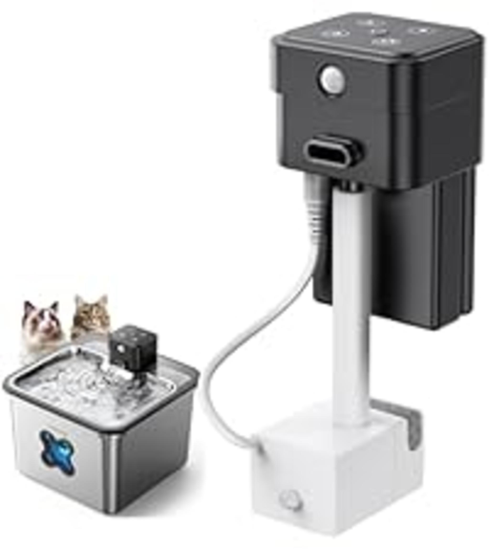 Cordless Stainless Steel Pet Water Fountain with Visual Filter & 4000mAh Battery image 24
