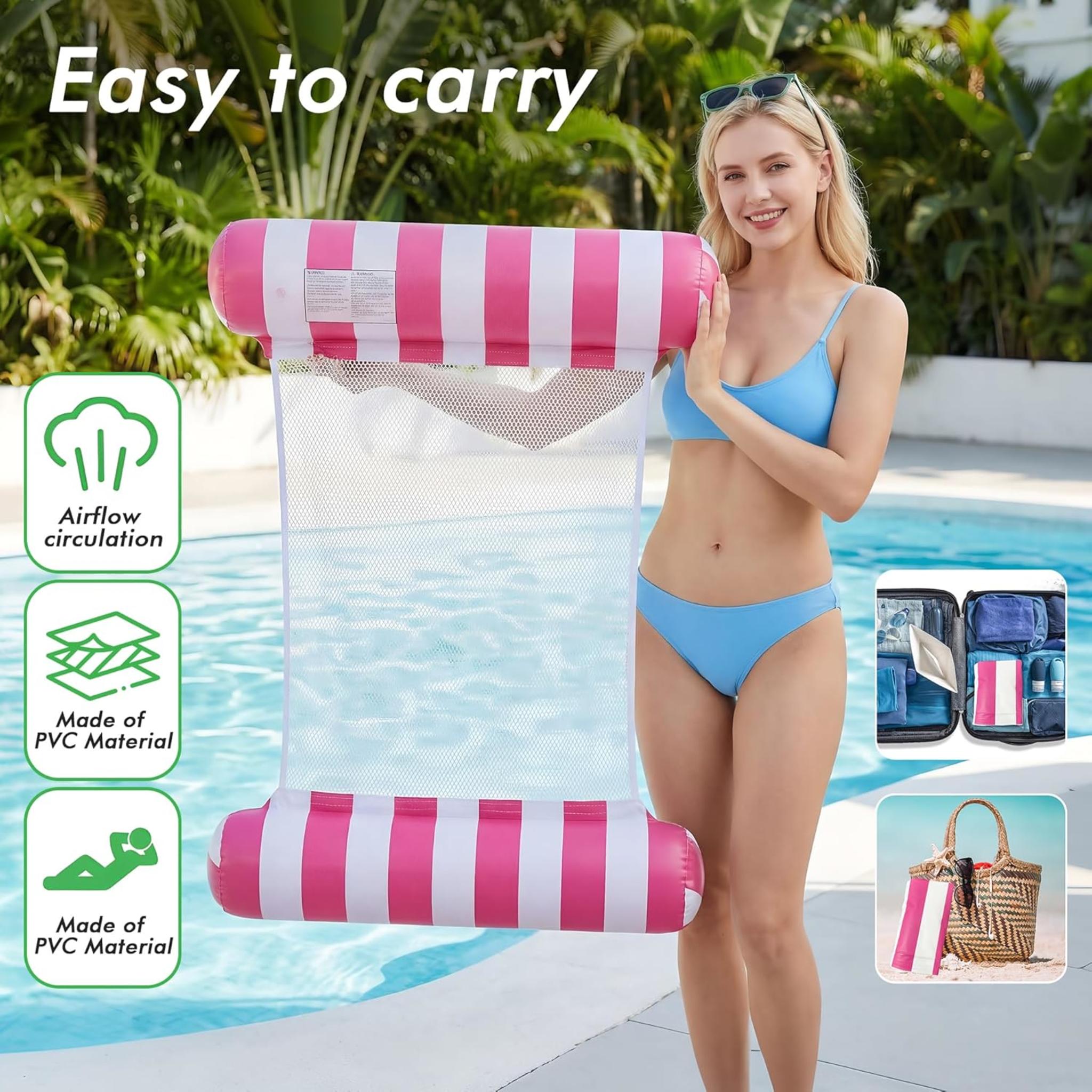 5 Pack Inflatable 4-in-1 Water Hammock Pool Floats for Adults