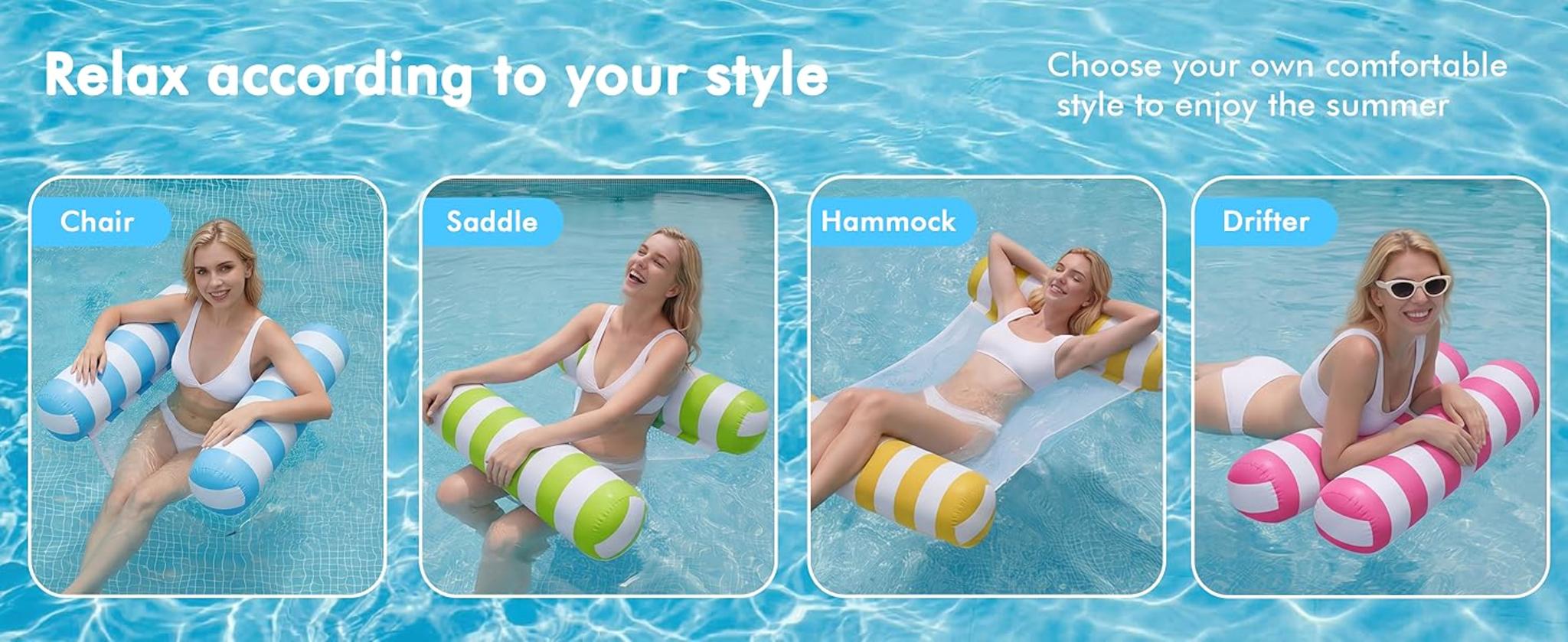 5 Pack Inflatable 4-in-1 Water Hammock Pool Floats for Adults image 13