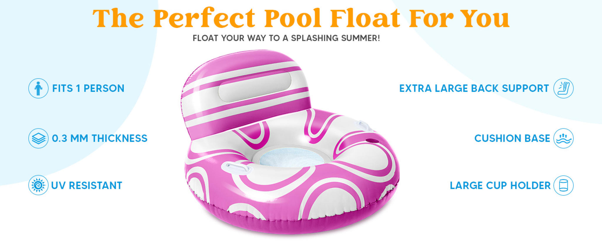Inflatable Pool Float Chair with Large Backrest and Mesh Bottom image 9