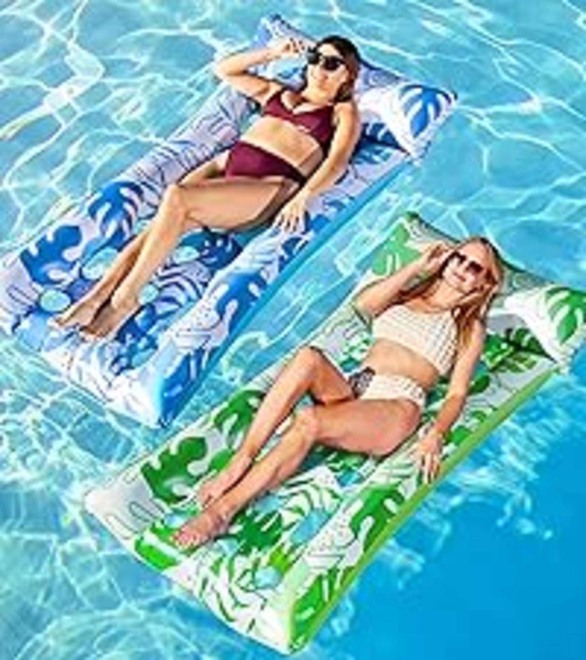 Inflatable Pool Float Chair with Large Backrest and Mesh Bottom image 23