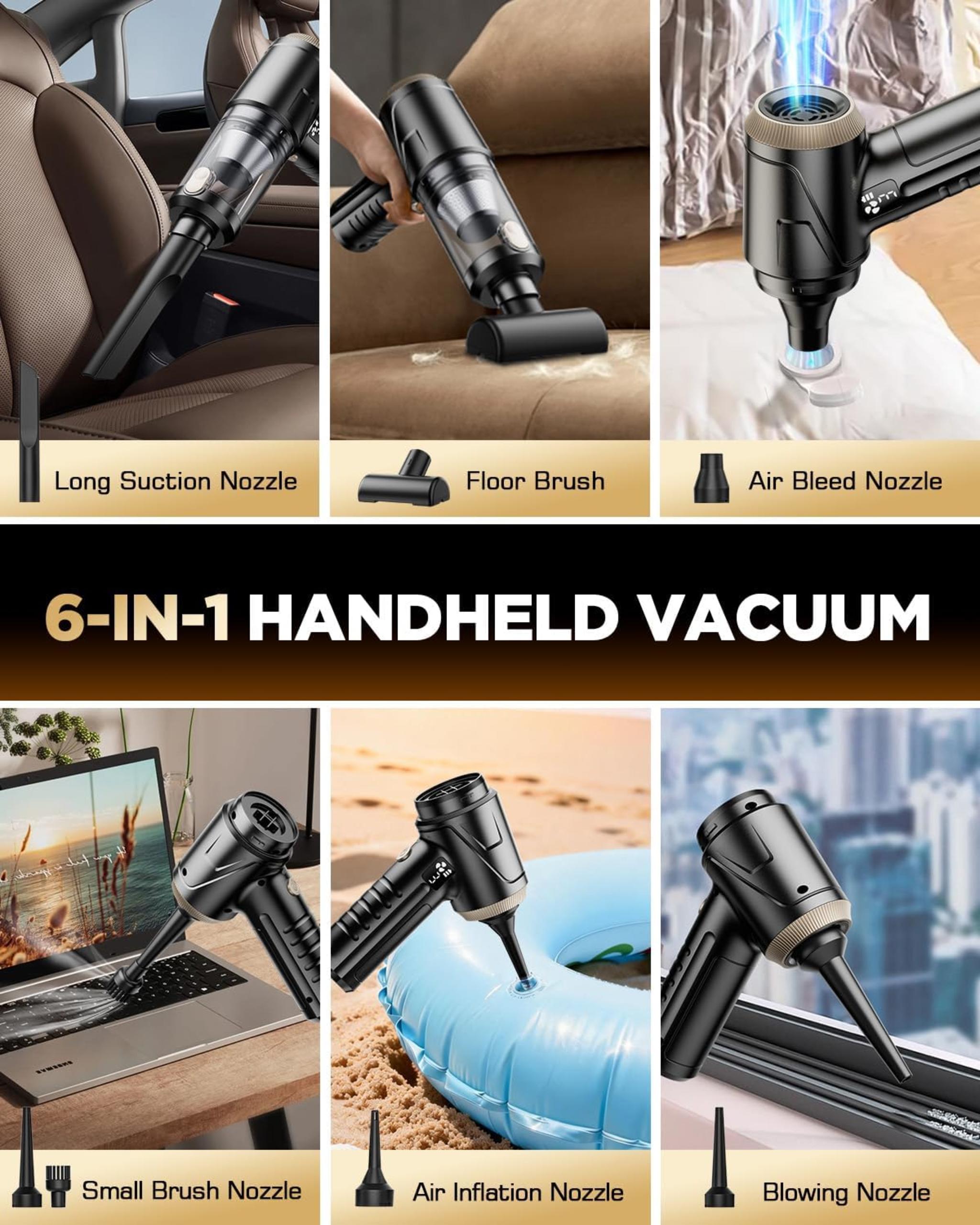 26000Pa Handheld Vacuum Cleaner with Brushless Motor & 3 Suction Modes