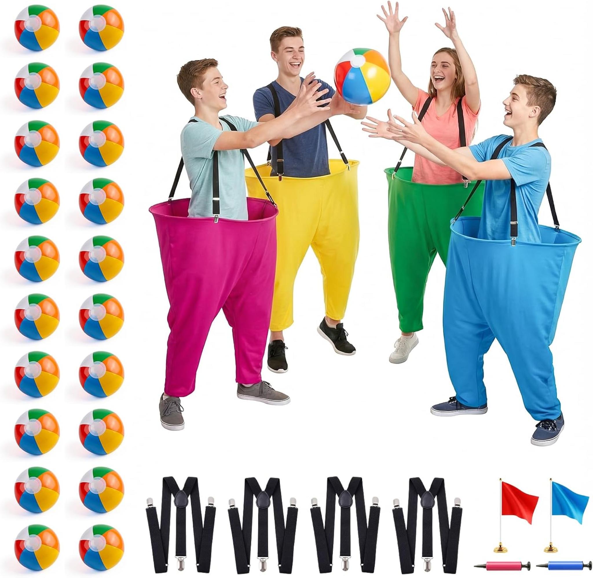 Granny Pants Yard Game Set - Giant Outdoor Game with 20 Bouncy Balls and Suspenders