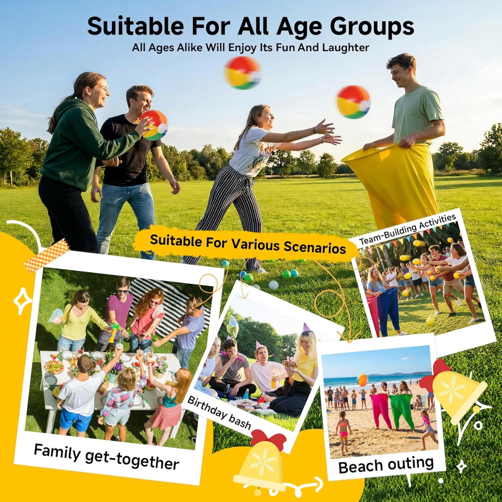 4-Color Team Granny Pants Outdoor Yard Game Set with 16 Balls & 2 Pumps