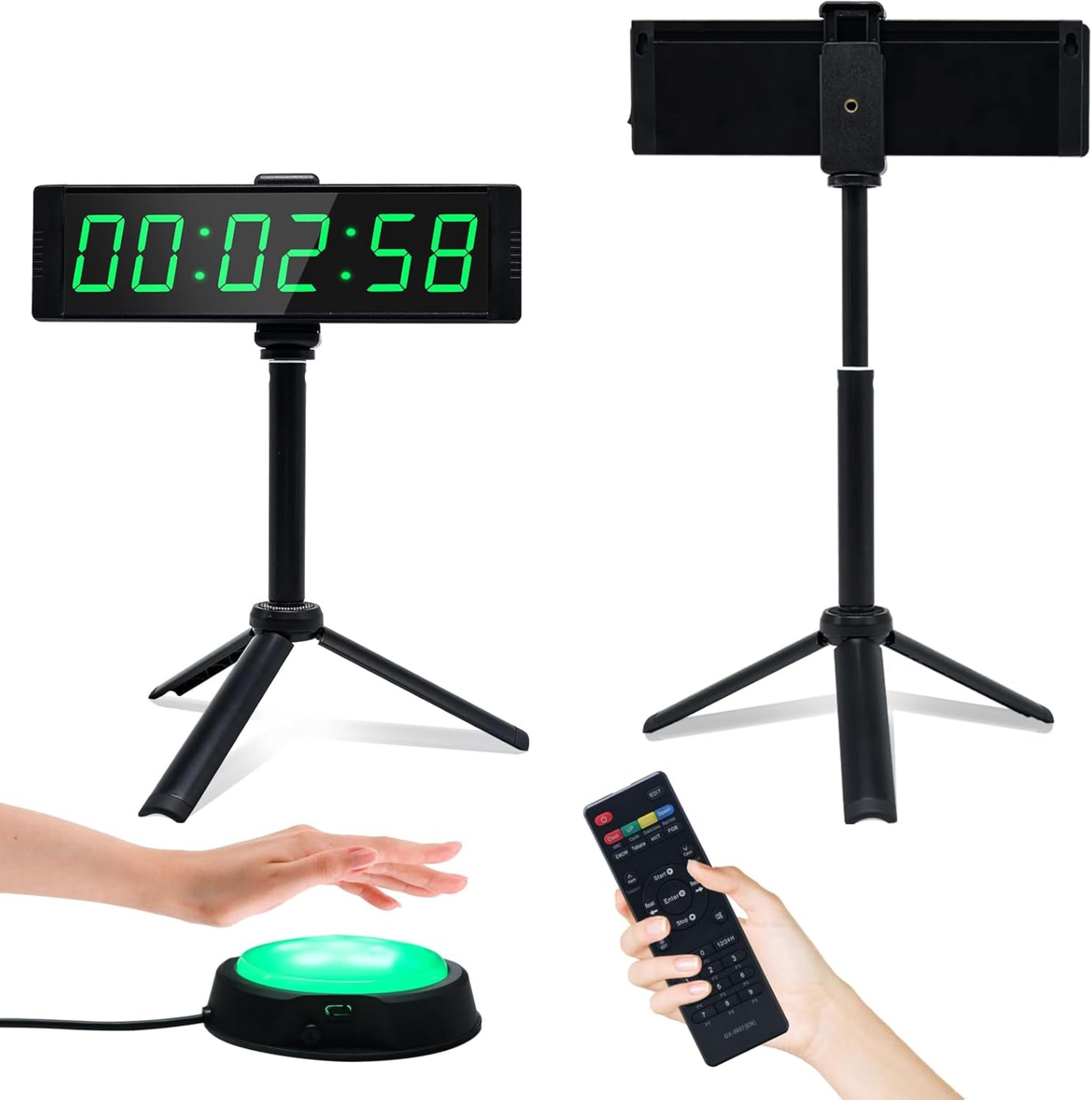 Gym Timer Clock for Home Gym, Fitness Timer with External Stopwatch Button and Remote Control