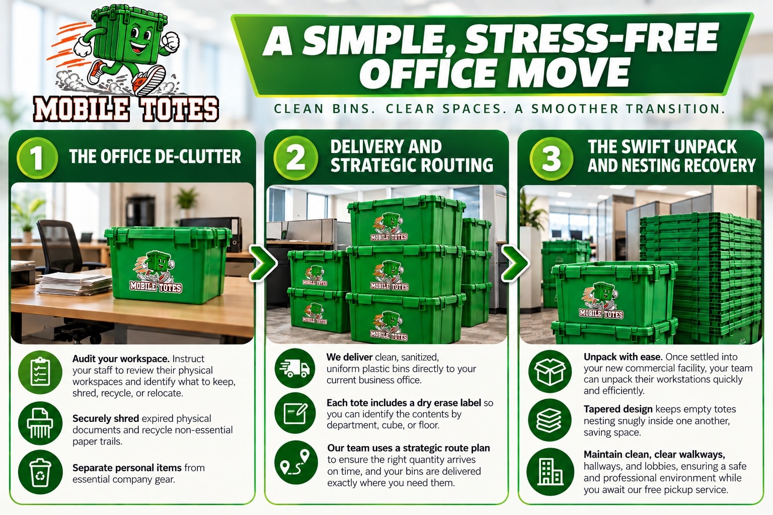 office moving guide using totes