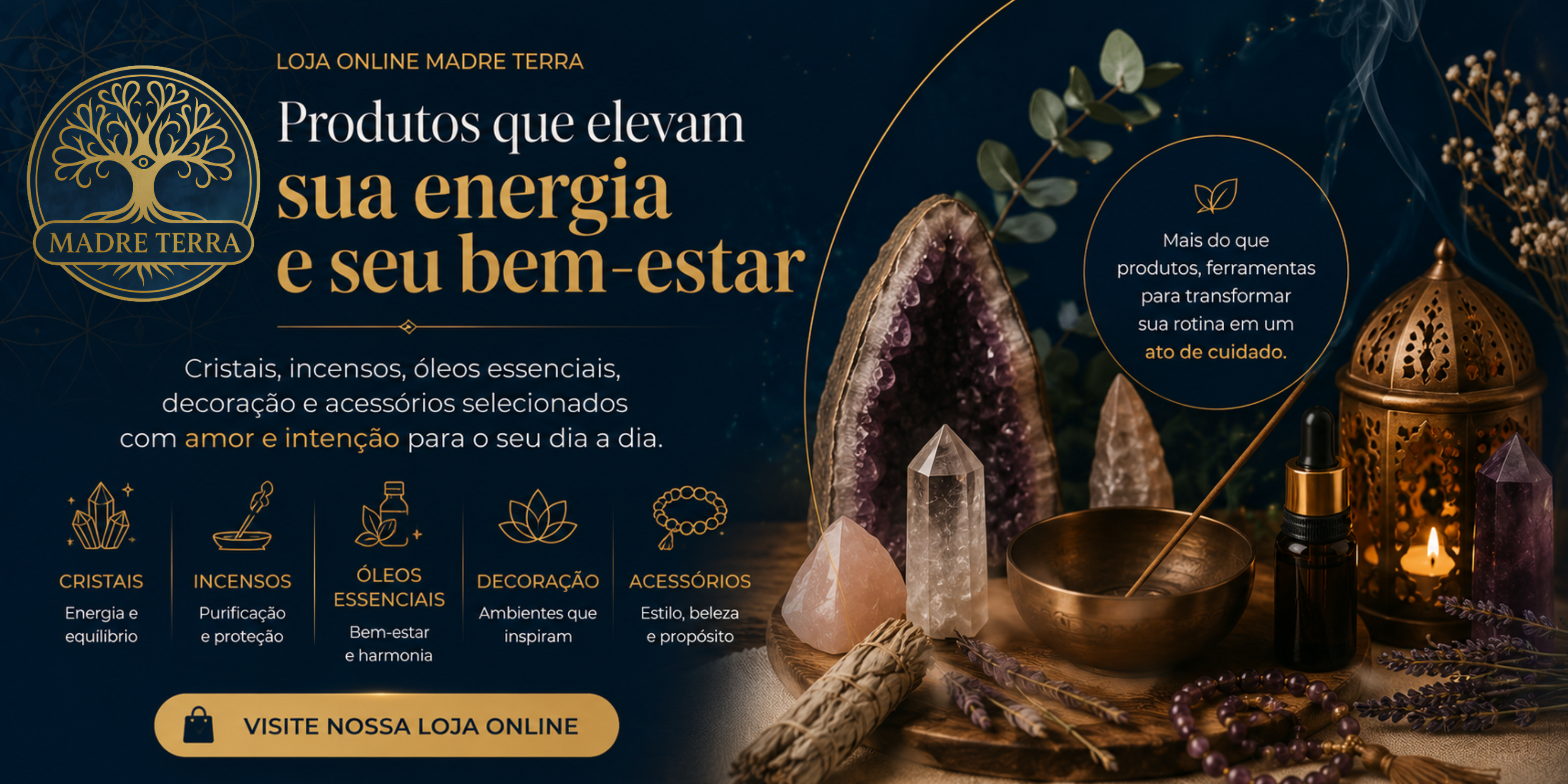 Banner da loja online e produtos em destaque