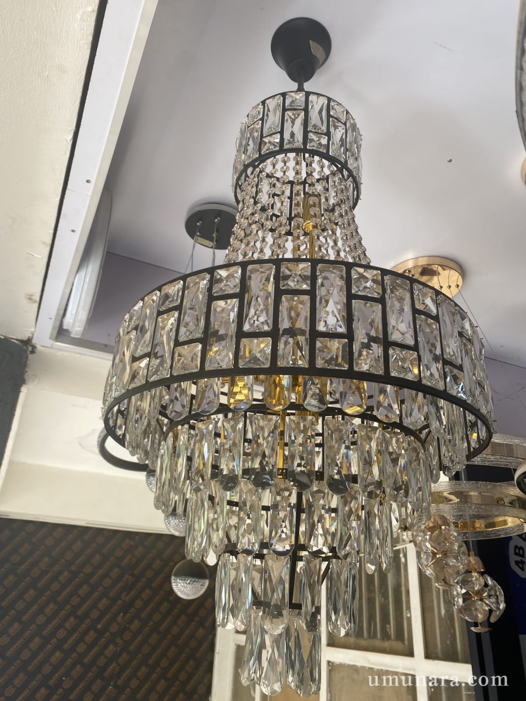 MODERN TIERED EMPIRE CRYSTAL CHANDELIER