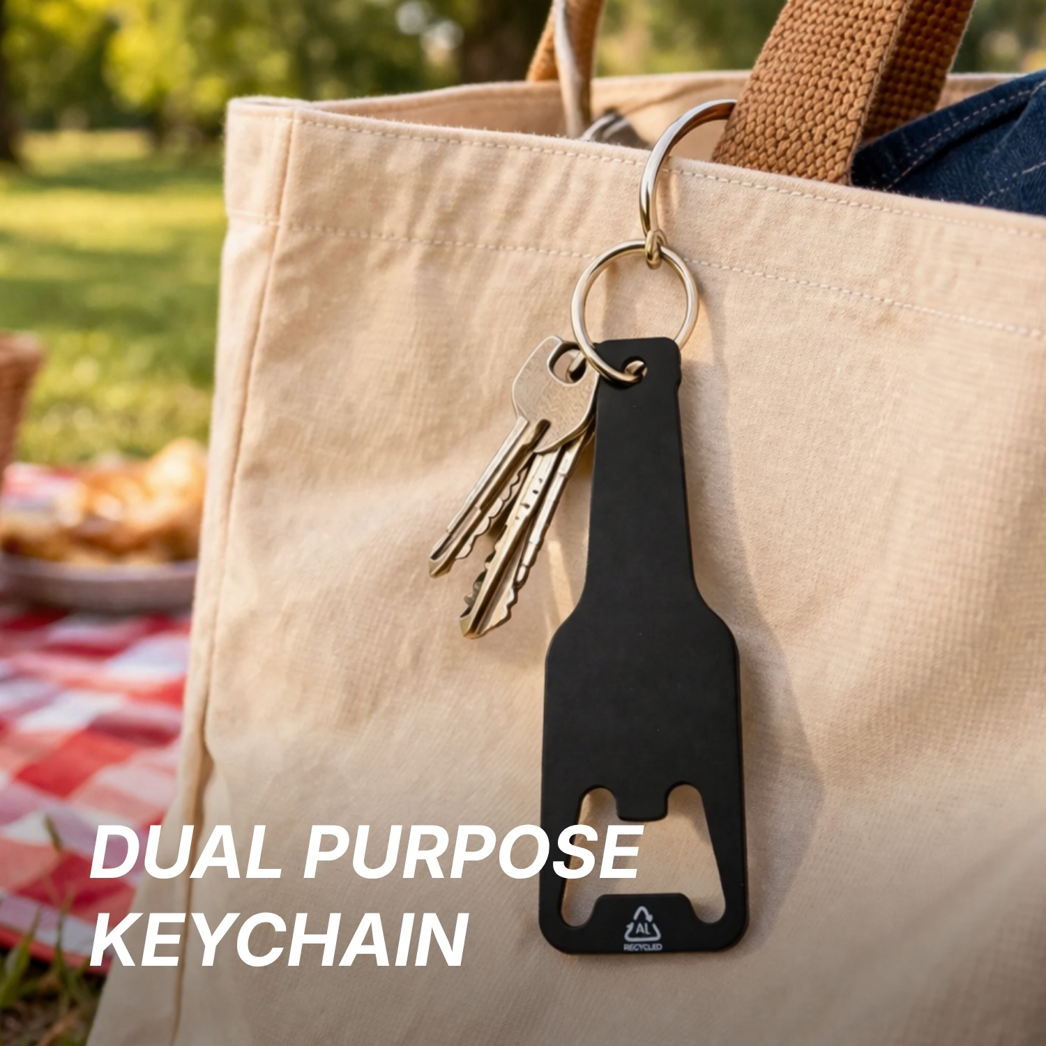 Eco Aluminium Keychain Opener | Recycled Aluminium Keychain with Built-in Bottle Opener, Lightweight & Durable | Sustainable Corporate Gifting Keychain view 4