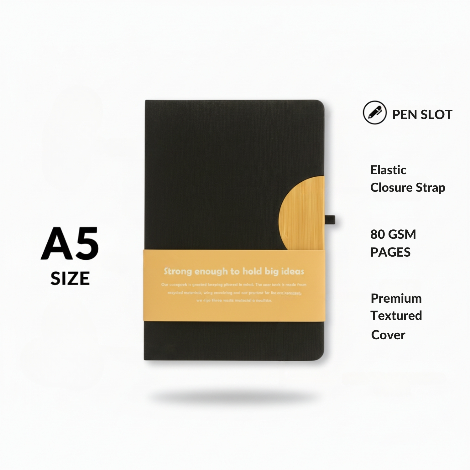 Reborn Notebook | Premium Eco-Friendly A5 Notebook, Recycled Paper, Magnetic Closure, Pen Slot & Card Holder | Sustainable Journal for Office & Daily Use, Black view 4