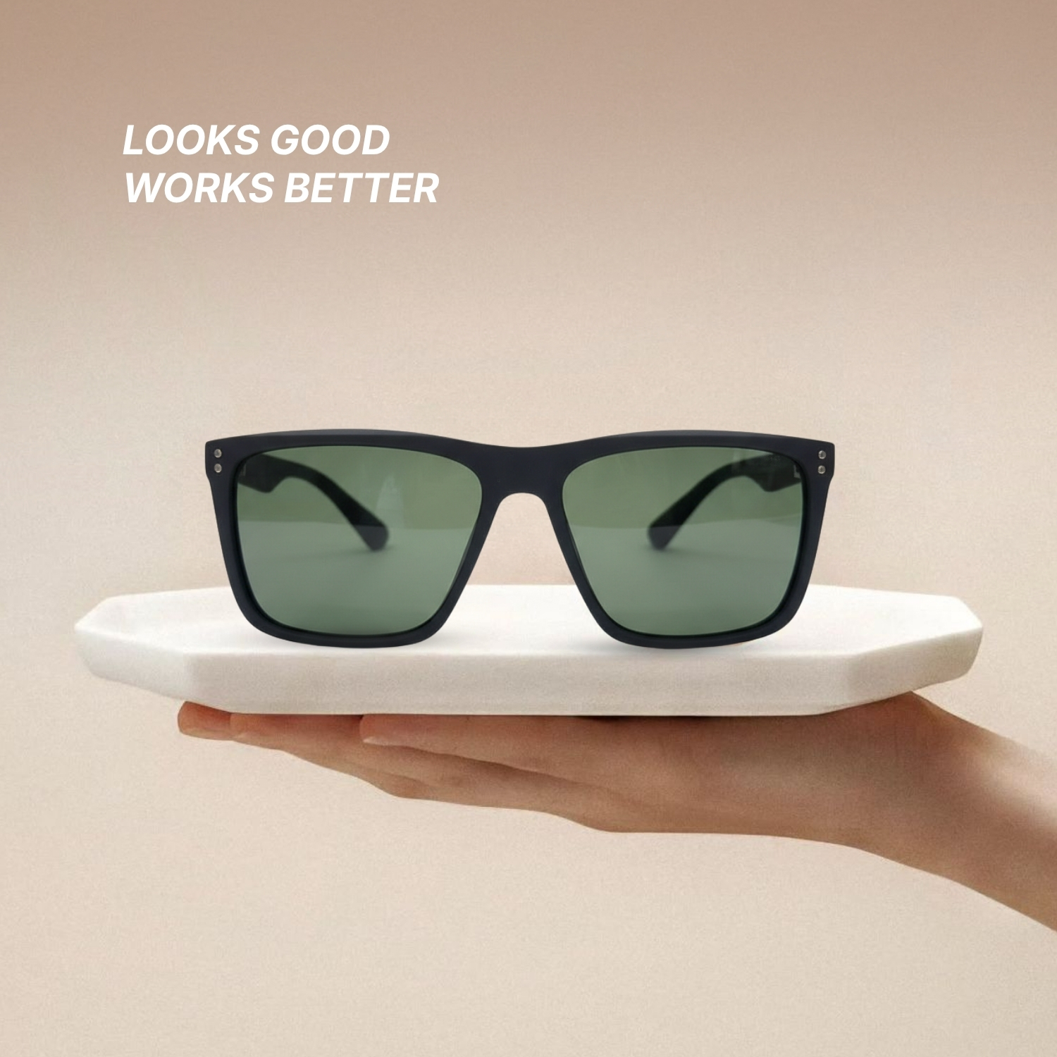Looplense Sunglasses | Polarized G15 Lens, Matte Black PC Frame, Anti-Glare UV Protection | Lightweight Outdoor & Everyday Eyewear view 4