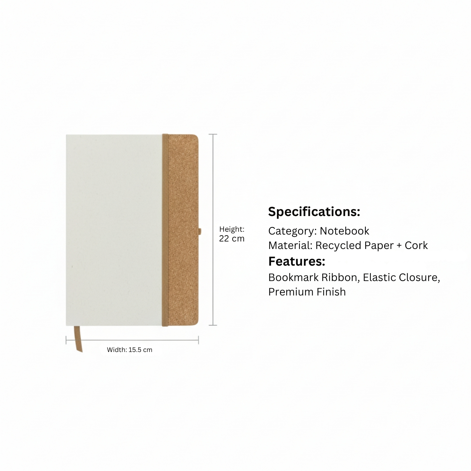 Carton Leaf Journal | Premium Eco-Friendly A5 Notebook, Recycled Milk Carton Paper, Cork Accents, 80 GSM Pages with Ruler | Sustainable Notebook for Office, Study & Daily Use view 4