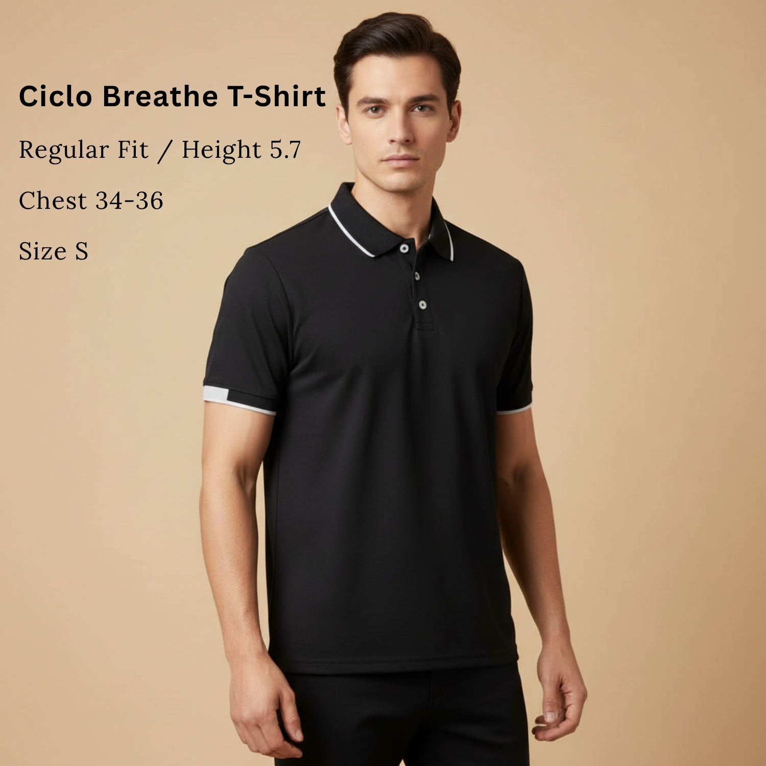 Ciclo Breathe T-Shirt | 100% Ciclo Polyester Pique Knit, Breathable Fabric, Classic Polo Collar | Smart Casual & Uniform Wear view 3