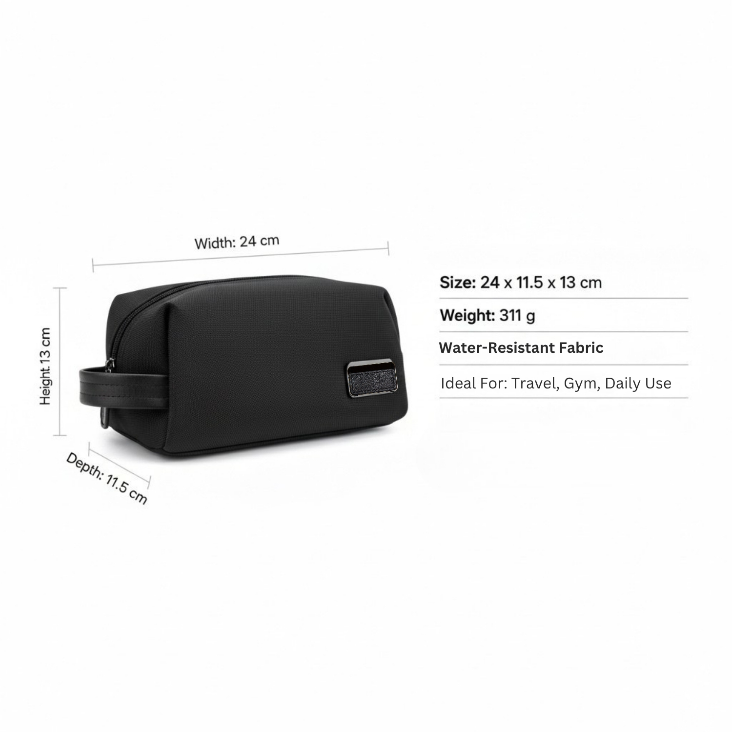 The Vang Toiletry Kit | Premium Travel Toiletry Bag, Spacious Storage, Water-Resistant Design, Durable Zippers | Grooming Organizer for Travel & Daily Use, Black view 4