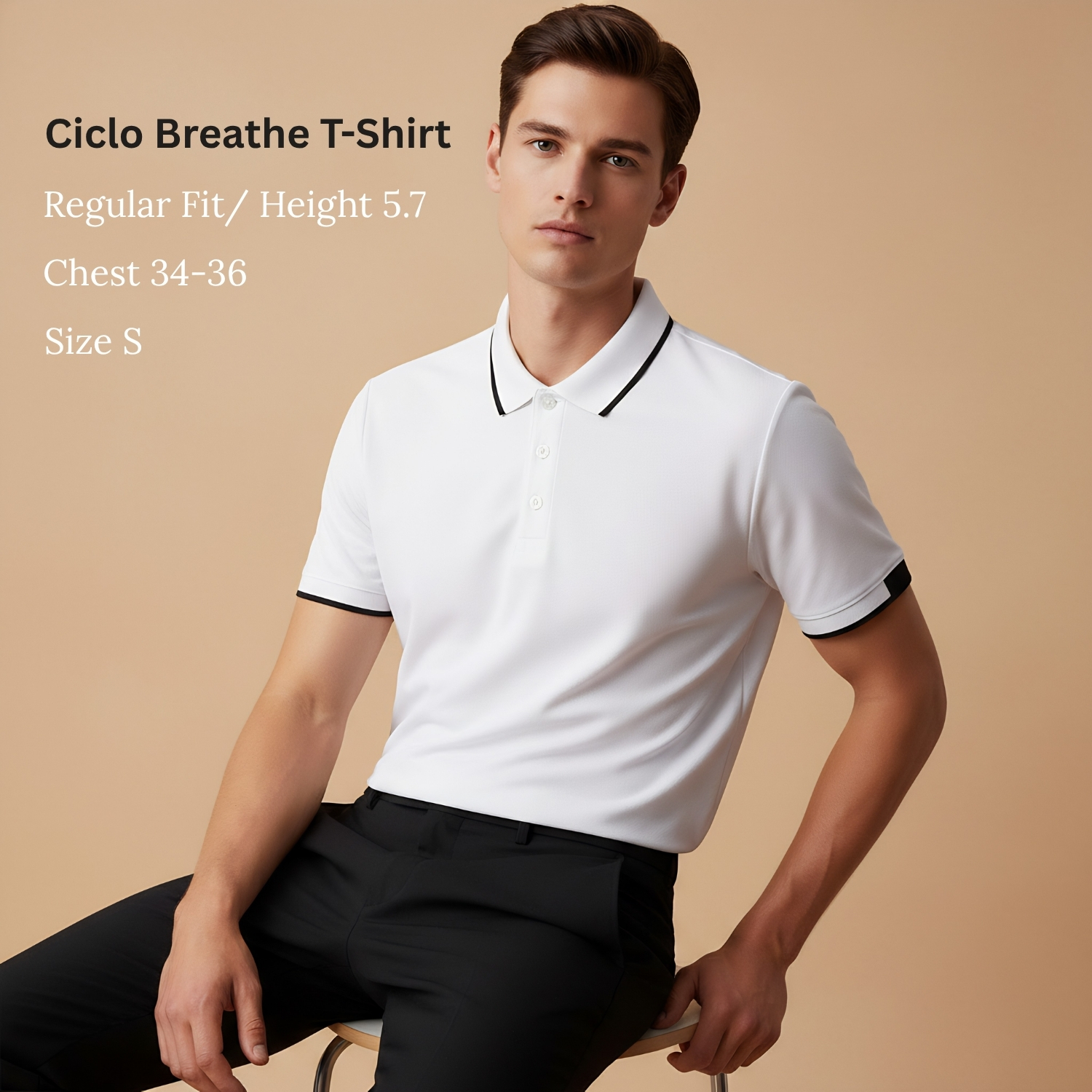 Ciclo Breathe T-Shirt  | 100% Ciclo Polyester Pique Knit, Breathable Fabric, Classic Polo Collar | Smart Casual & Uniform Wear view 3