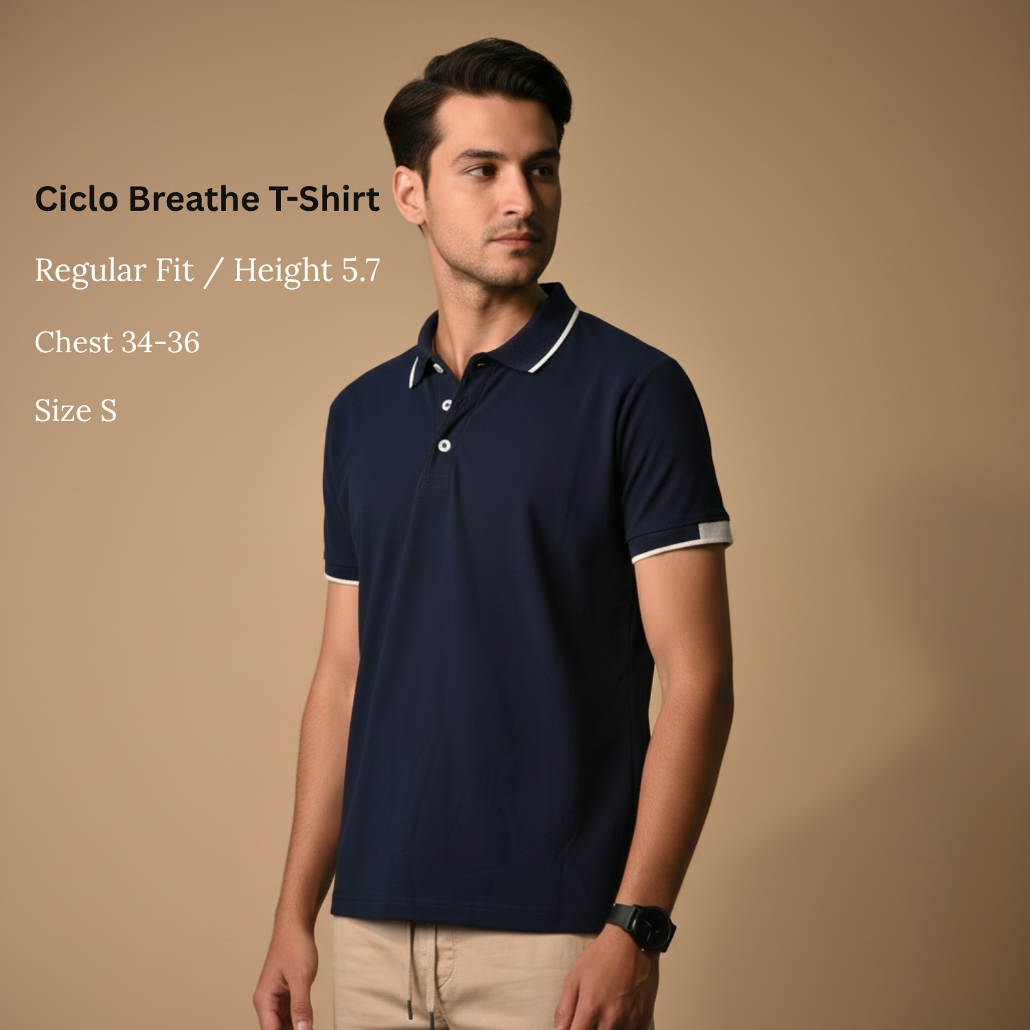 Ciclo Breathe T-Shirt   | 100% Ciclo Polyester Pique Knit, Breathable Fabric, Classic Polo Collar | Smart Casual & Uniform Wear view 3