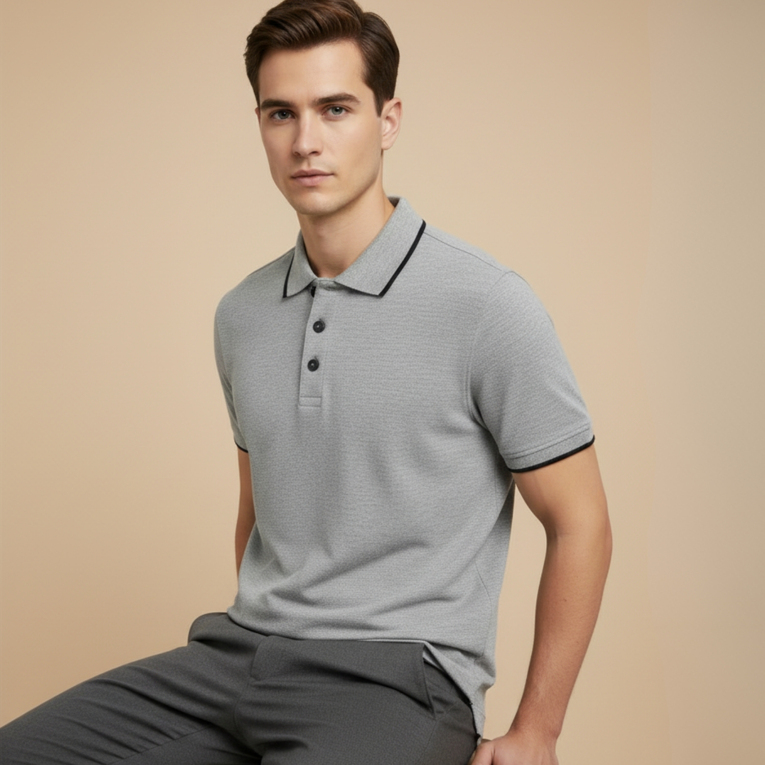 Re Blend T-Shirt  | 65% Cotton, 35% Recycled Polyester Elastane Blend, Stretch Fit, Breathable & Sustainable | Smart Casual & Uniform Wear view 2