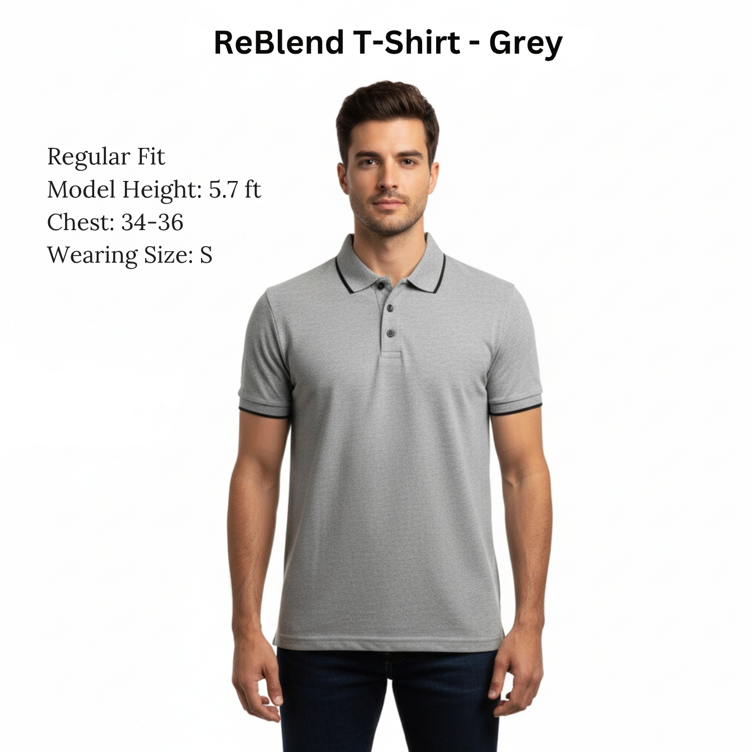 Re Blend T-Shirt  | 65% Cotton, 35% Recycled Polyester Elastane Blend, Stretch Fit, Breathable & Sustainable | Smart Casual & Uniform Wear view 3