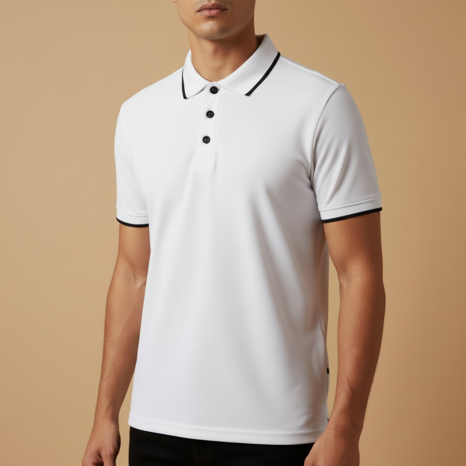 Re Blend T-Shirt | 65% Cotton, 35% Recycled Polyester Elastane Blend, Stretch Fit, Breathable & Sustainable | Smart Casual & Uniform Wear view 2