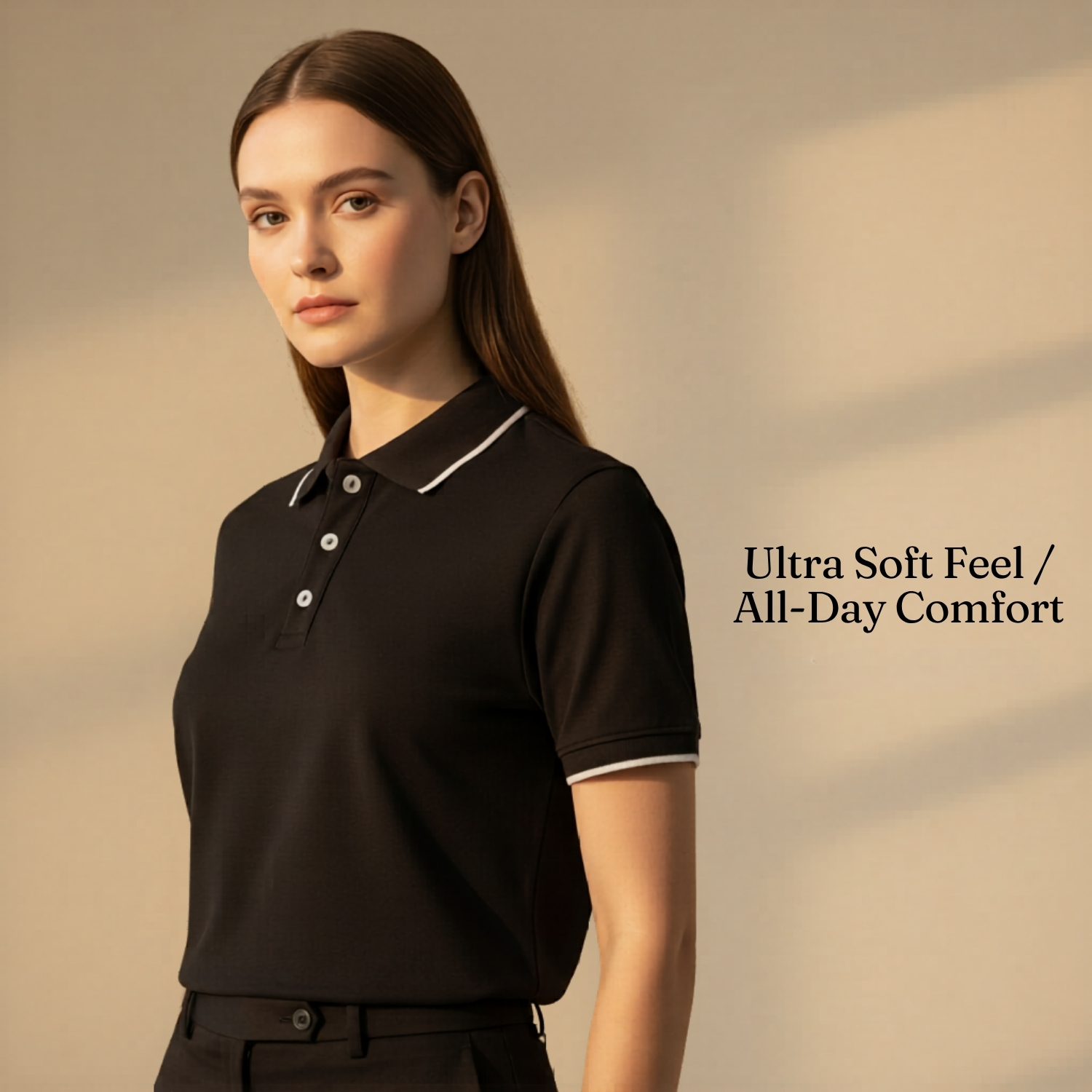 Re Blend T-Shirt | 65% Cotton, 35% Recycled Polyester Elastane Blend, Stretch Fit, Breathable & Sustainable | Smart Casual & Uniform Wear view 4