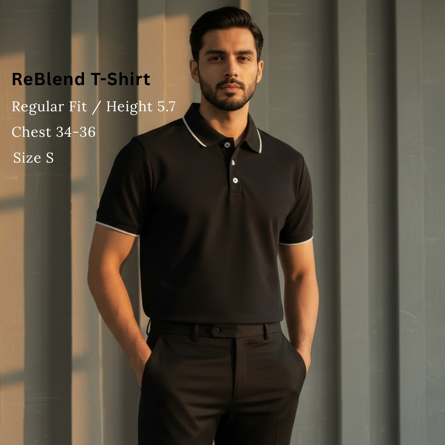 Re Blend T-Shirt | 65% Cotton, 35% Recycled Polyester Elastane Blend, Stretch Fit, Breathable & Sustainable | Smart Casual & Uniform Wear view 3