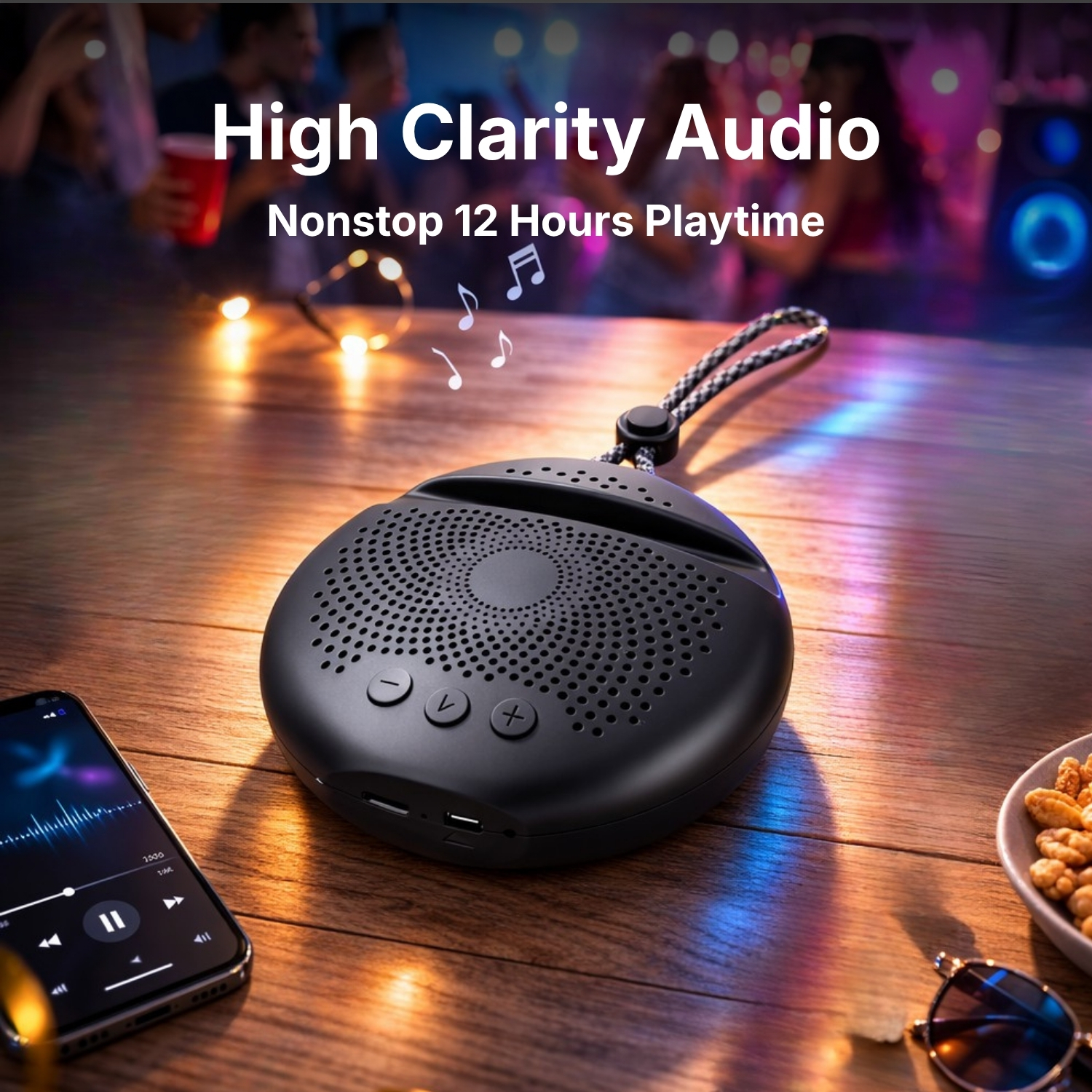 Portable Bluetooth Speaker | V5.0+EDR Wireless Speaker, 12H Playtime, 2000mAh Battery, Deep Bass & Clear Sound | Compact Outdoor Speaker view 4
