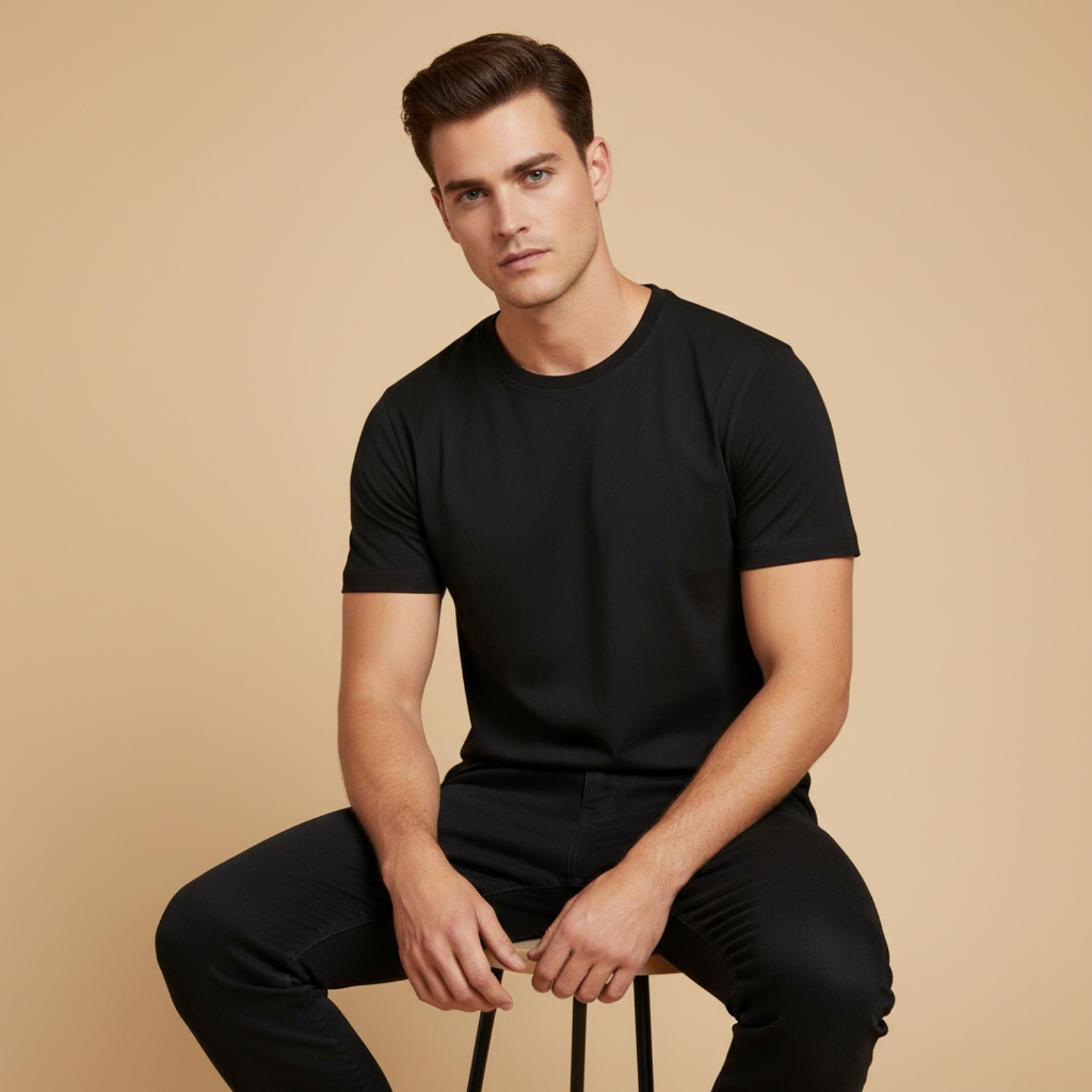 Velar Round Neck T-Shirt  | 100% Cotton, Soft & Breathable, Premium Weight, Structured Fit | Everyday & Smart Casual Wear view 2