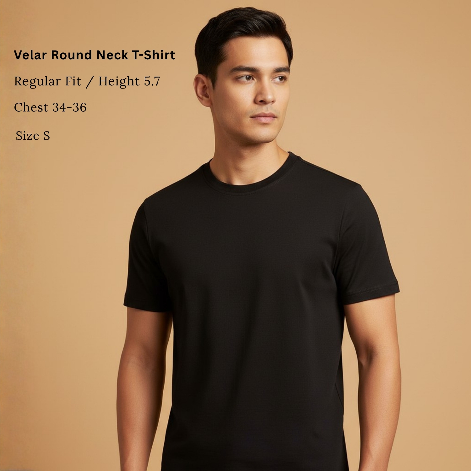 Velar Round Neck T-Shirt  | 100% Cotton, Soft & Breathable, Premium Weight, Structured Fit | Everyday & Smart Casual Wear view 3