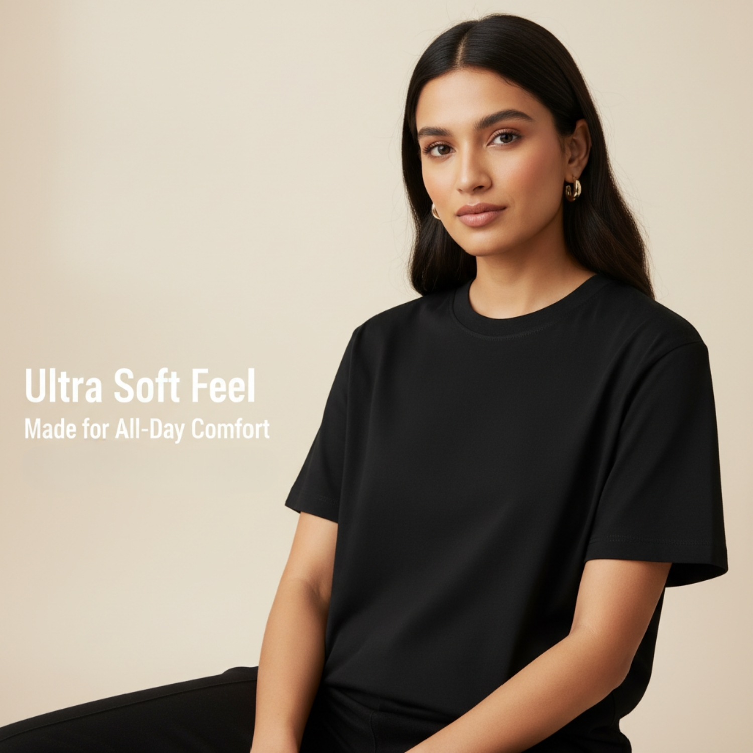 Avensa Round Neck T-Shirt | 180 GSM Cotton Polyester Viscose Tee, Soft & Lightweight, Modern Athletic Fit | Casual, Lounge & Active Wear view 4