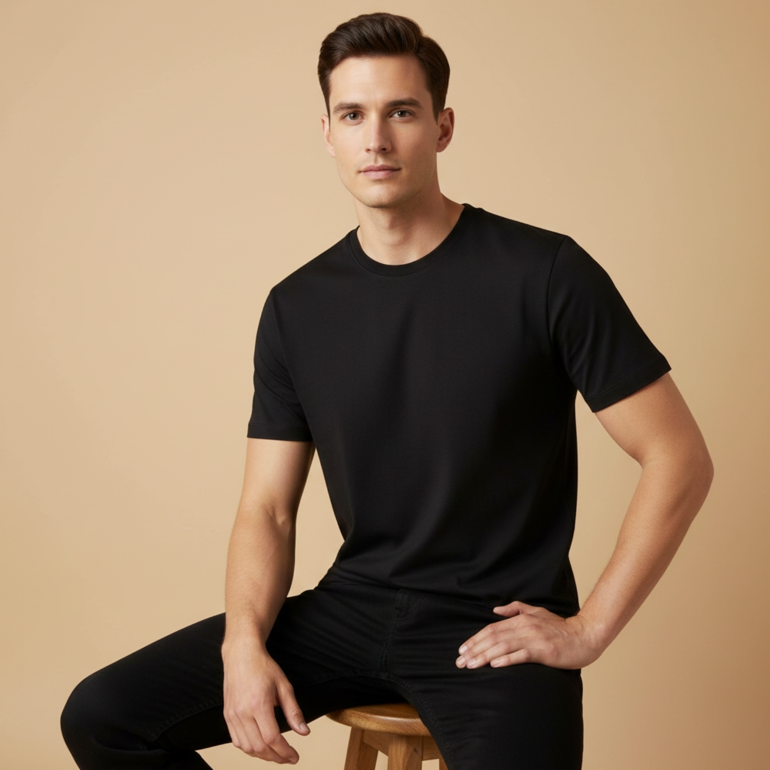 Avensa Round Neck T-Shirt | 180 GSM Cotton Polyester Viscose Tee, Soft & Lightweight, Modern Athletic Fit | Casual, Lounge & Active Wear view 2