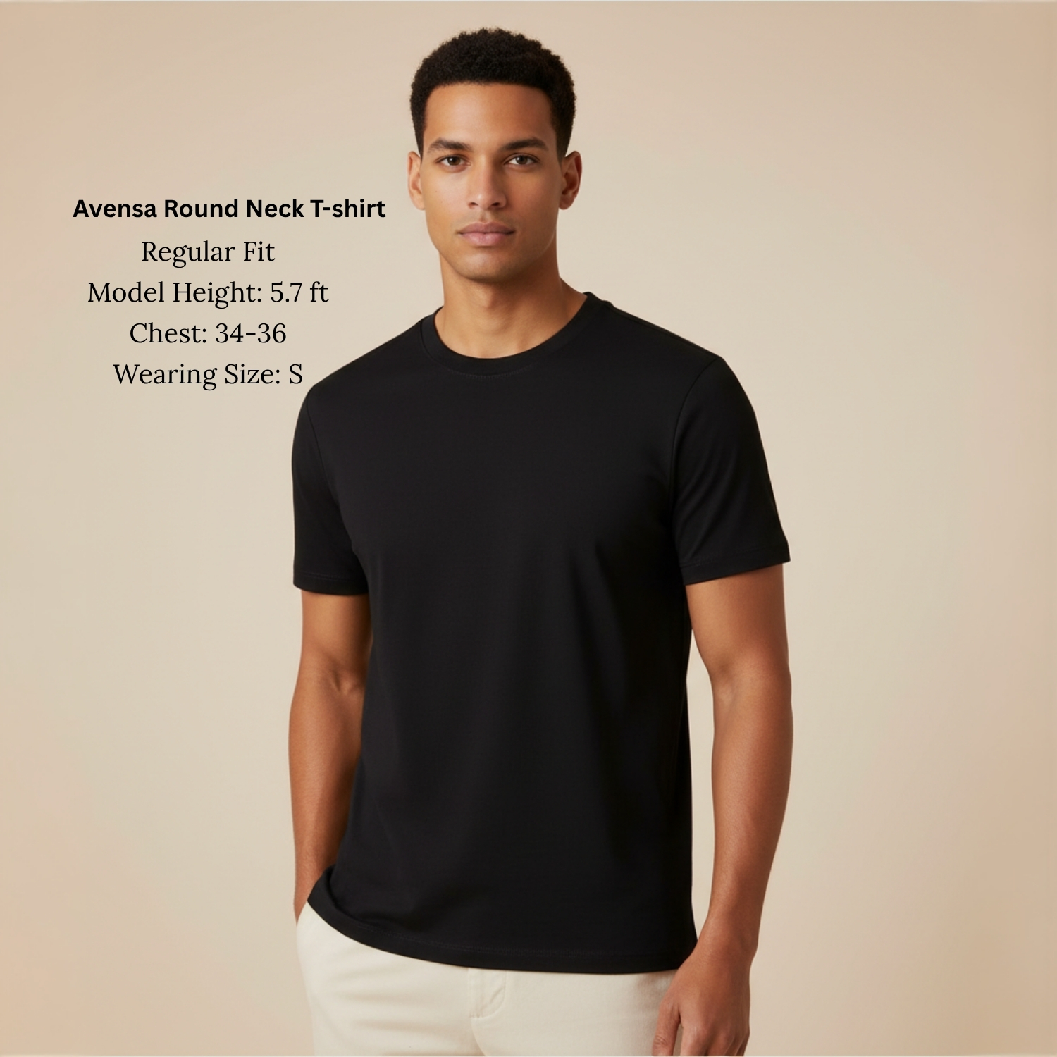 Avensa Round Neck T-Shirt | 180 GSM Cotton Polyester Viscose Tee, Soft & Lightweight, Modern Athletic Fit | Casual, Lounge & Active Wear view 3