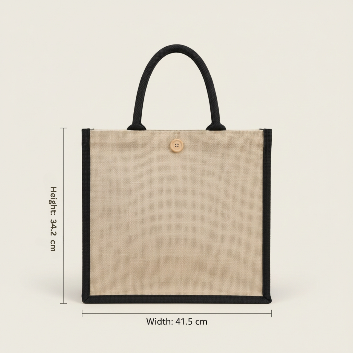 ButtonUp Jute Bag | Natural Jute Tote with Zipper Closure, Padded Handles & Waterproof Lining, Durable & Spacious | Eco-Friendly Carry Bag view 3
