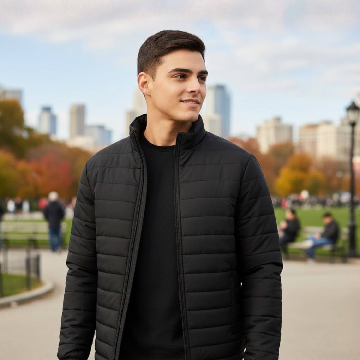 Urban Trek Black | 100% Polyester Jacket with YKK Metal Zipper, Ribbed Cuffs & Hem with Grey Tipping, Structured Fit | Urban Streetwear Jacket view 4