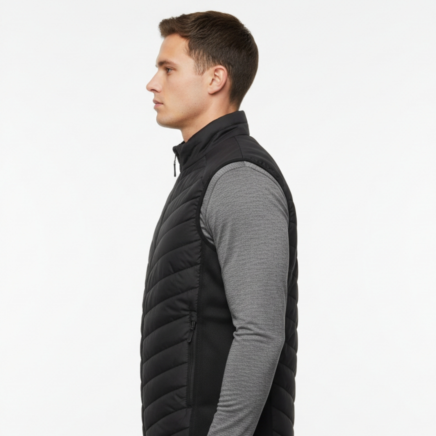 Strado Gilet | Sleeveless Jacket with YKK Metal Zipper, Ribbed Hem with Grey Tipping, Lightweight Urban Fit | Layering Essential view 4