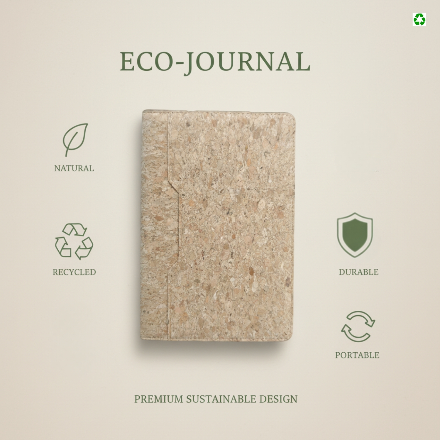 Grain Note Cork Edition | Premium Eco-Friendly A5 Notebook, Recycled Leather Cover, Two-Tone PU Design, Hardbound Journal | Stylish Notebook for Office, Gifting & Daily Use view 3
