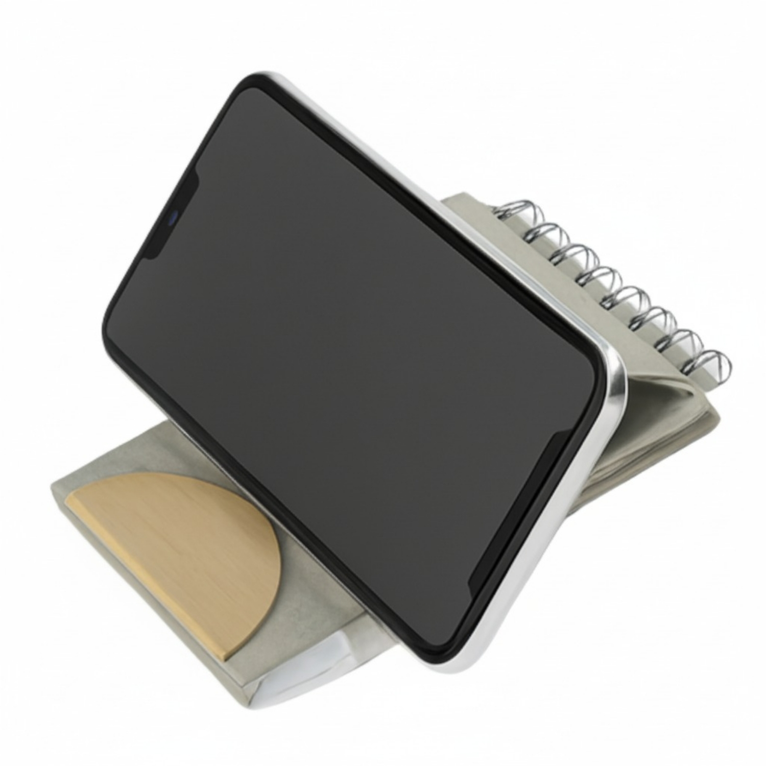 Spiral Leaf notebook | Eco-Friendly Notebook with Integrated Phone Holder, 100% Recycled Paper & Cardboard, Smart Functional Design | Corporate Gifting Notebook view 2