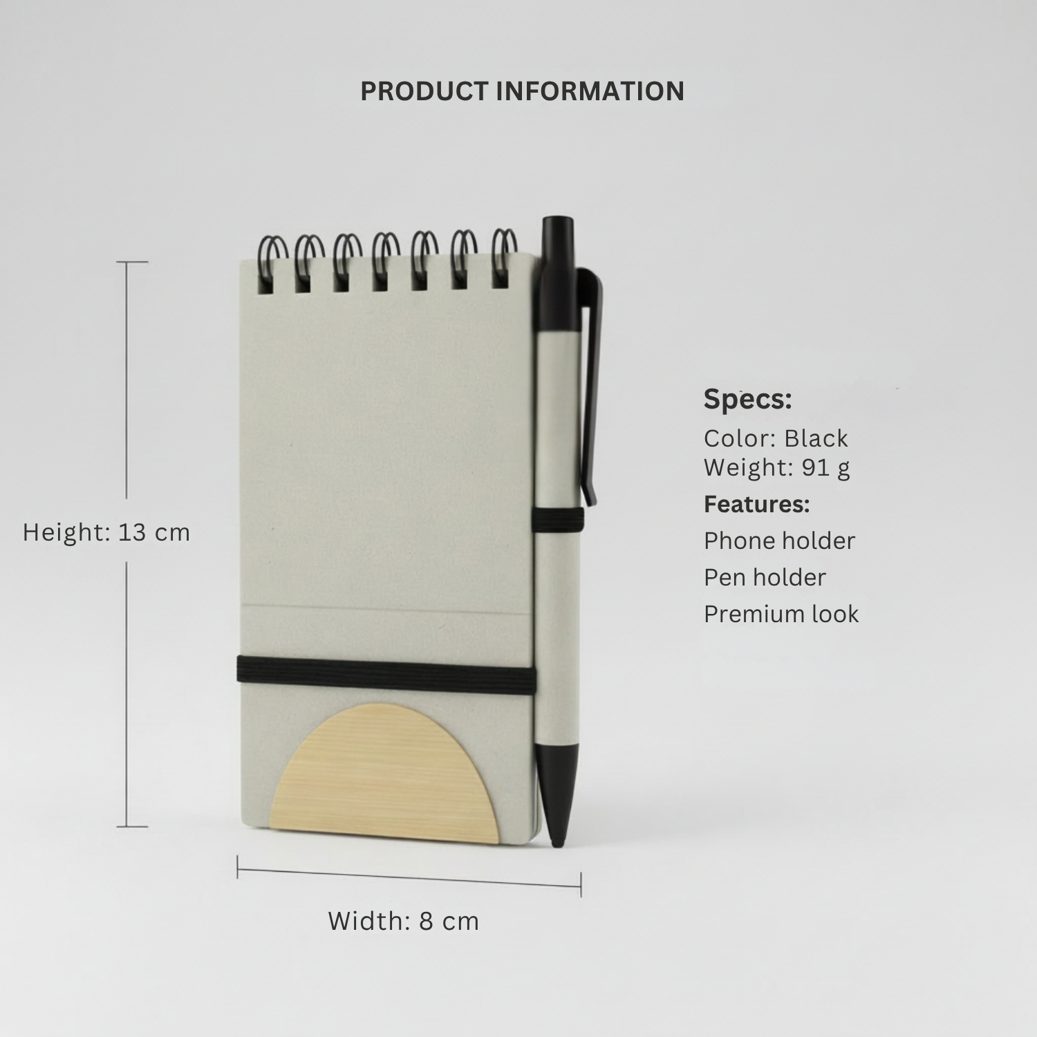 Spiral Leaf notebook | Eco-Friendly Notebook with Integrated Phone Holder, 100% Recycled Paper & Cardboard, Smart Functional Design | Corporate Gifting Notebook view 4