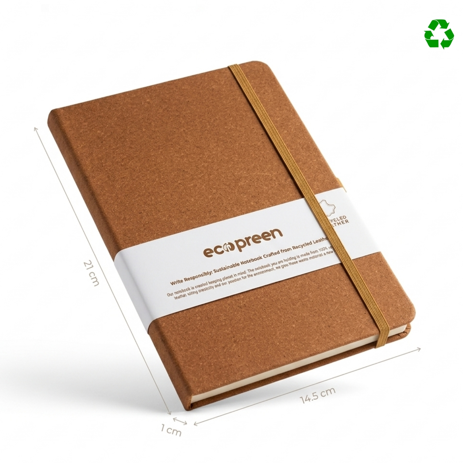 Recycled Leather Notebook | Two-Tone PU Hard Cover Notebook, Eco-Friendly, Durable & Premium Finish | Corporate Gifting & Professional Journal view 2