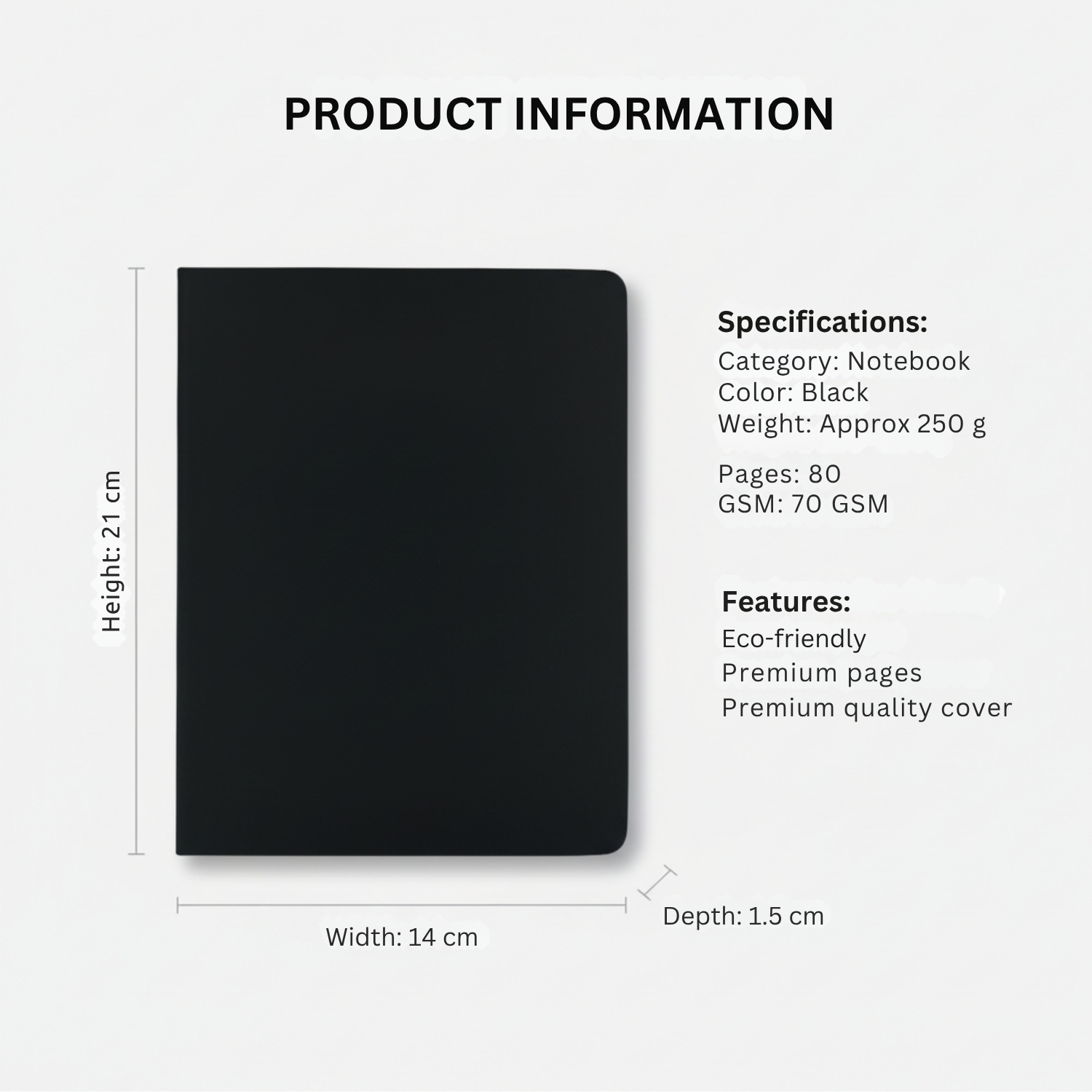 Executive Black notebook | Black PU Hard Cover with Silver Branding, Durable Binding | Executive Meeting & Corporate Gifting Notebook view 4