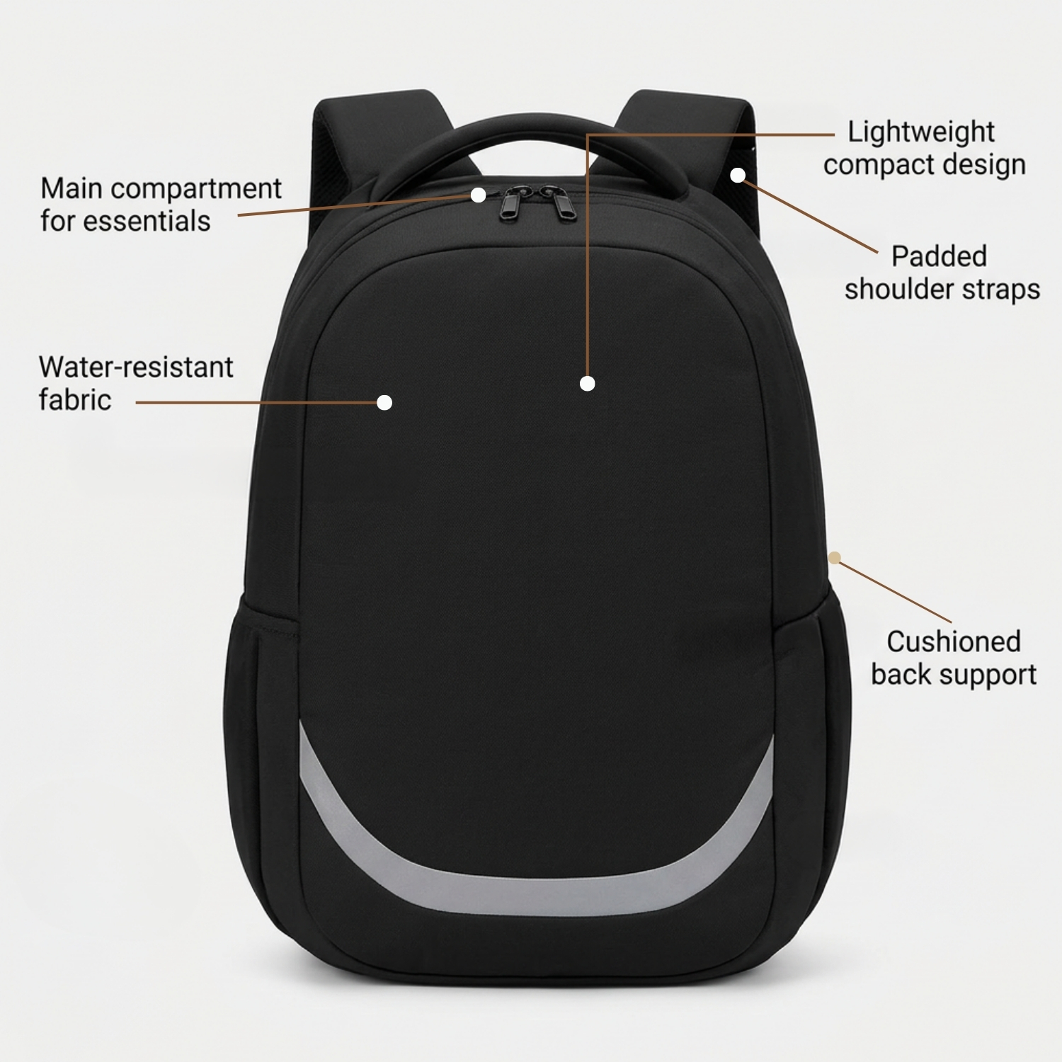Trans Backpack | Water-Resistant Lightweight Backpack with Spacious Main Compartment, Padded Straps & Cushioned Back Panel | Daily Commute & Travel Bag view 3