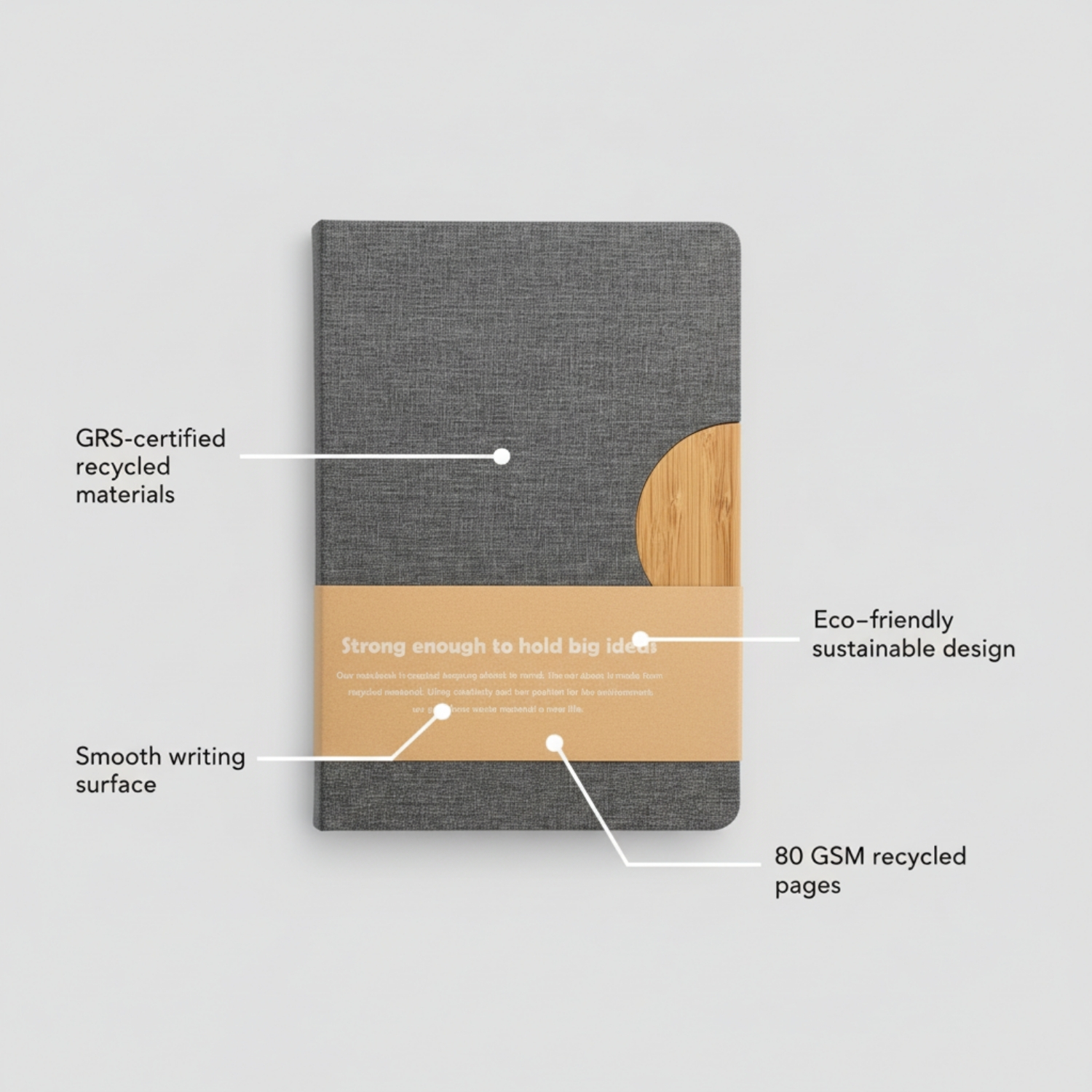 Reborn Notebook | Premium Eco-Friendly A5 Notebook, Recycled Paper, Magnetic Closure, Pen Slot & Card Holder | Sustainable Journal for Office & Daily Use, Black view 3