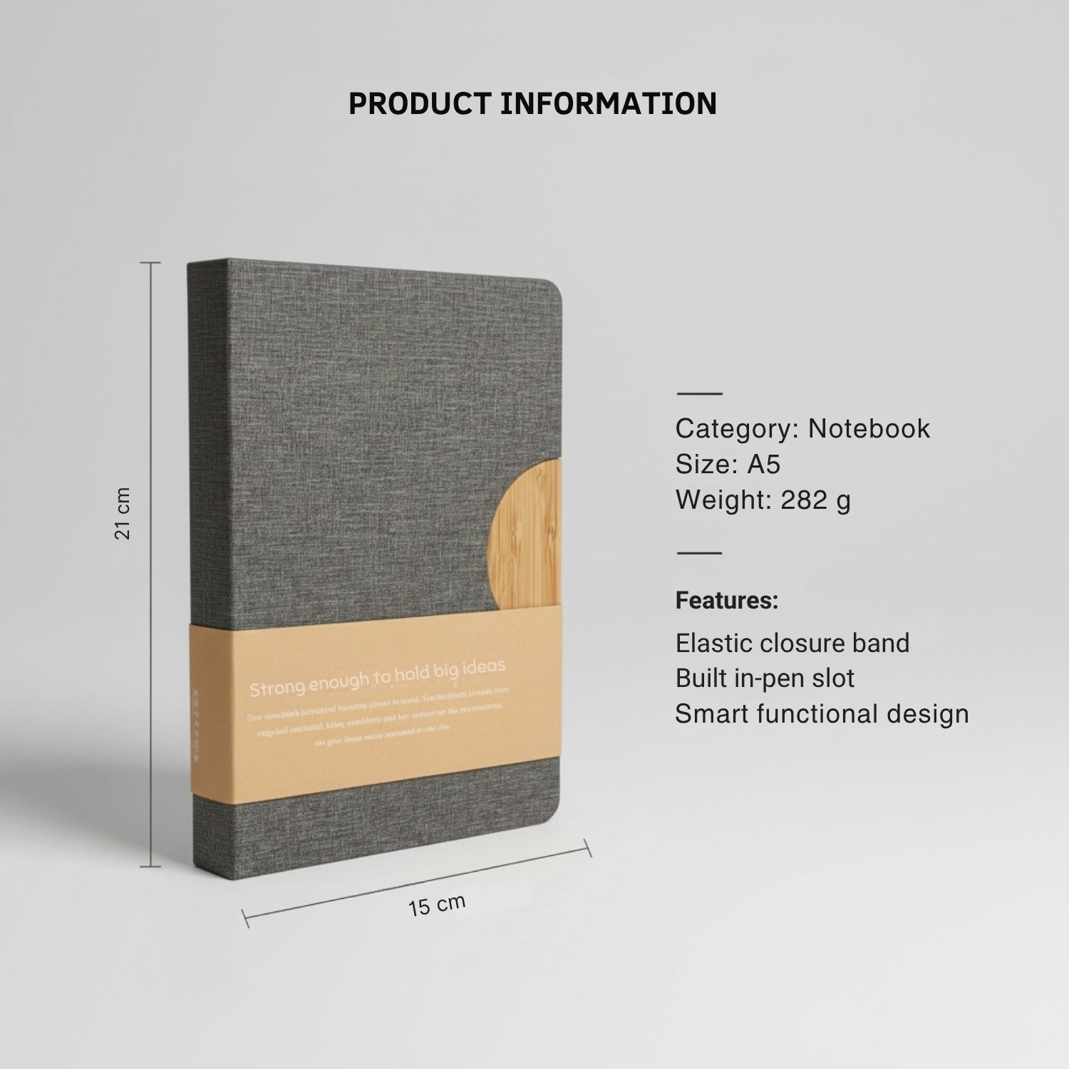 Reborn Notebook | Premium Eco-Friendly A5 Notebook, Recycled Paper, Magnetic Closure, Pen Slot & Card Holder | Sustainable Journal for Office & Daily Use, Black view 4