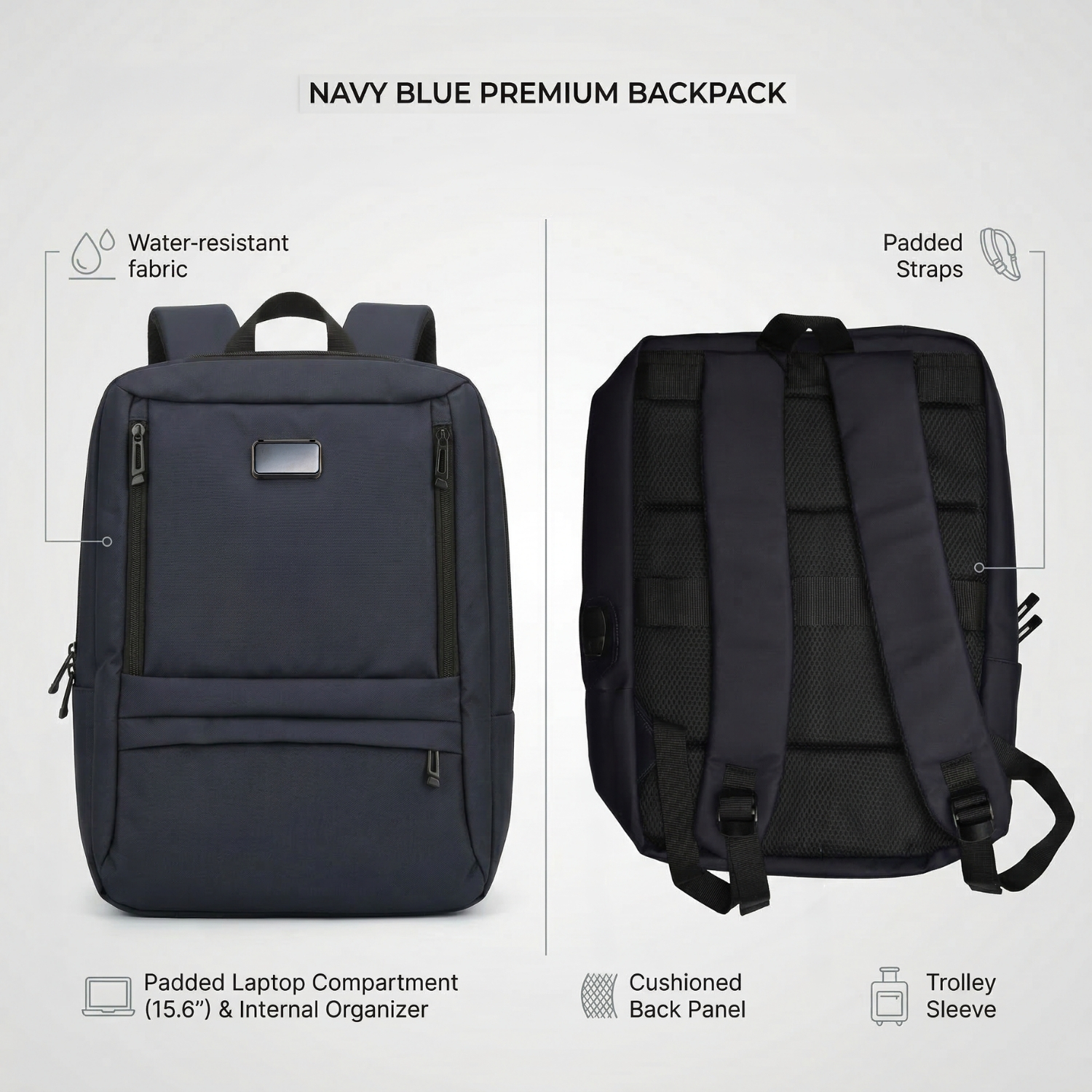 TrailMate Laptop Backpack | Water-Resistant Backpack with  Padded Laptop Compartment, Organizer, Trolley Sleeve & Cushioned Back | Office, Travel & Tech Commute Bag view 3