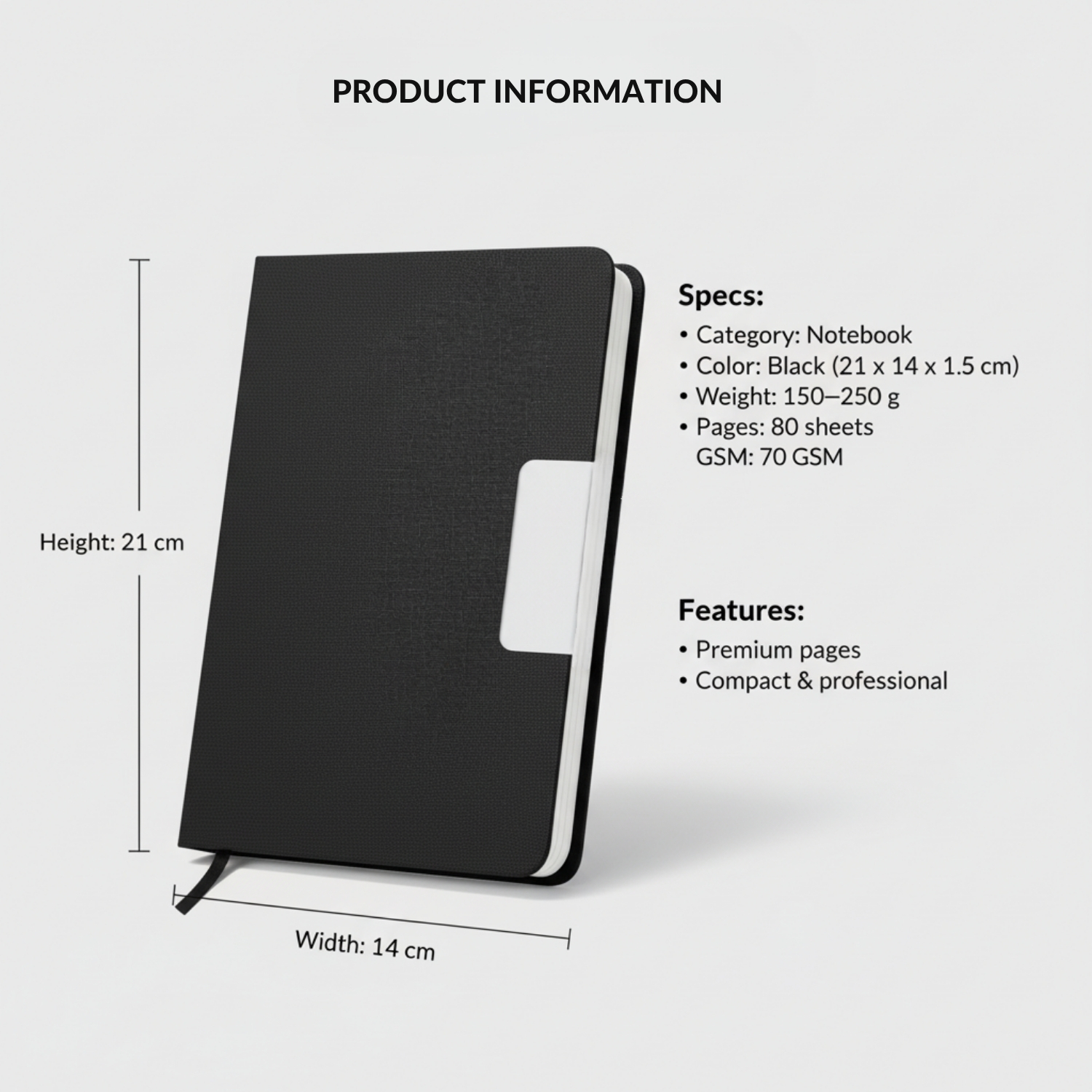 The PlanetPages Notebook | Premium Eco-Friendly A5 Notebook, RPET Fabric Cover, Metal Logo Plate, Durable Hardbound Design | Sustainable Journal for Office, Travel & Gifting, Grey view 4